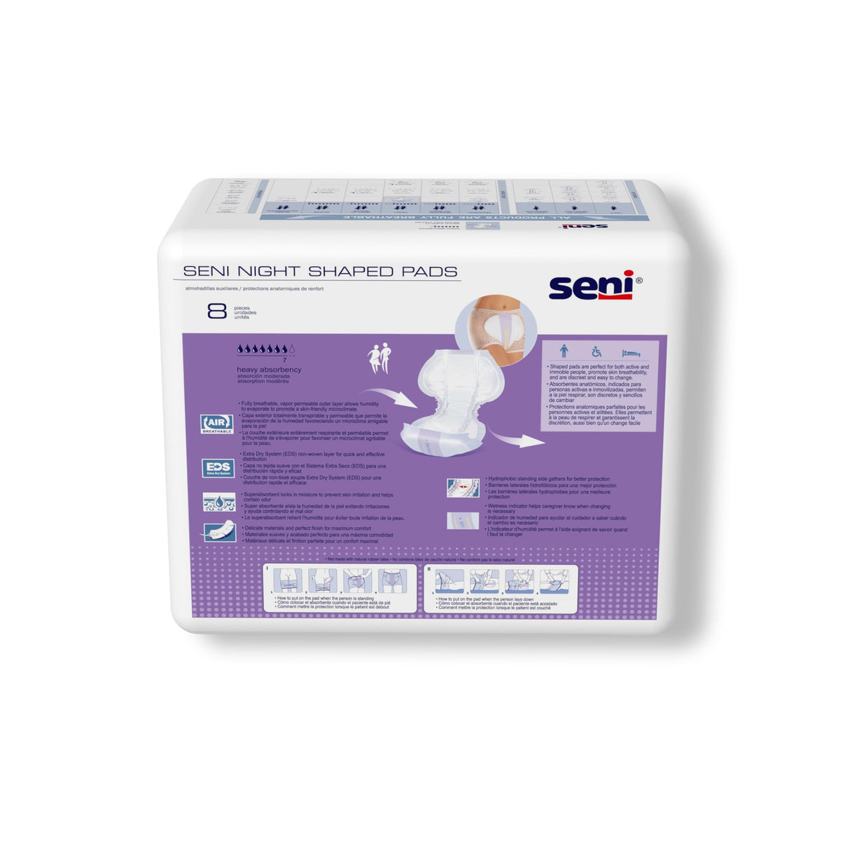 Incontinence Liner Seni® Shaped Night Pads 27 Inch Length Heavy Absorbency Super Absorbent Core One Size Fits Most - BeHope