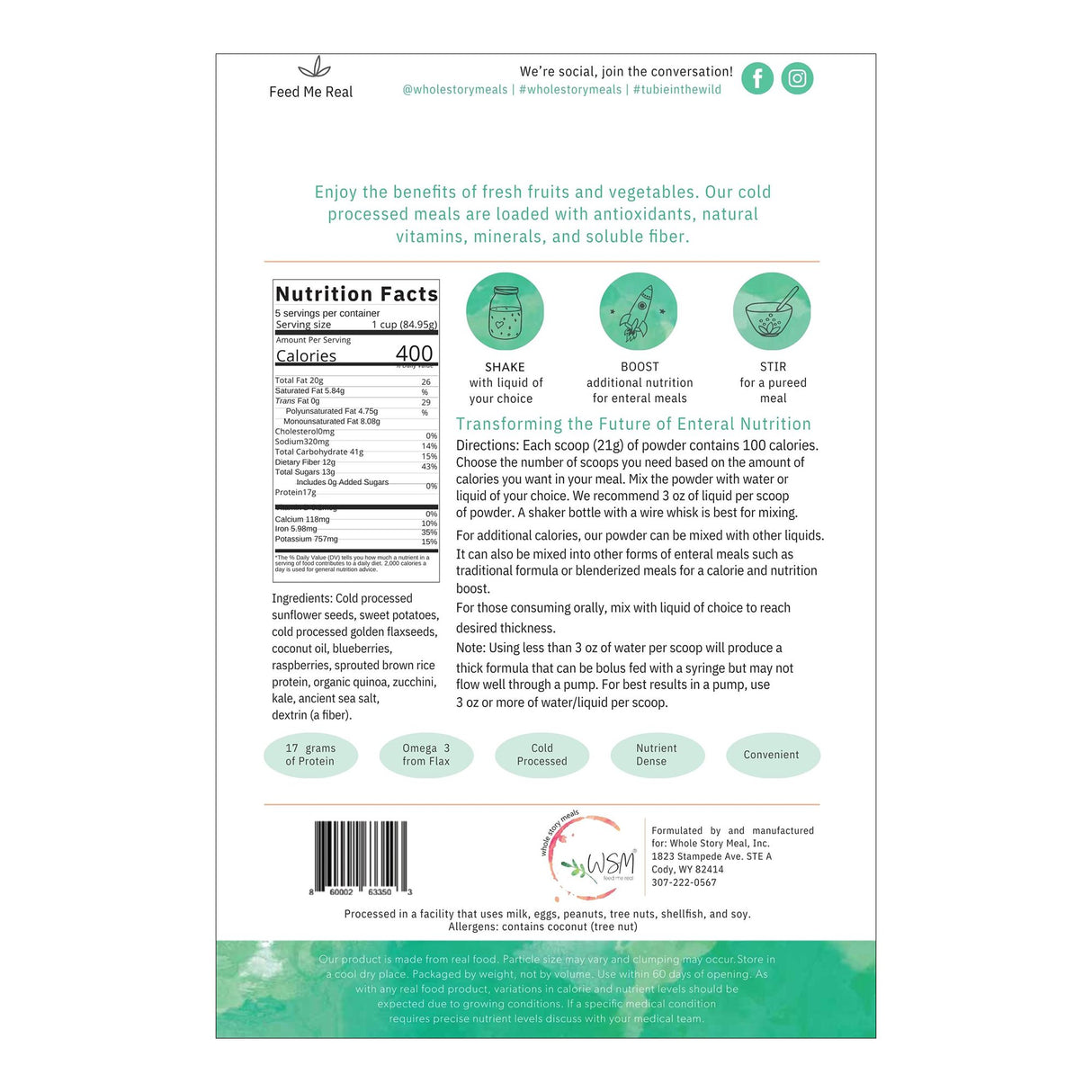 Oral Supplement Whole Story Meals Kale Quinoa Berry Flavor Powder 16 oz. Pouch - BeHope