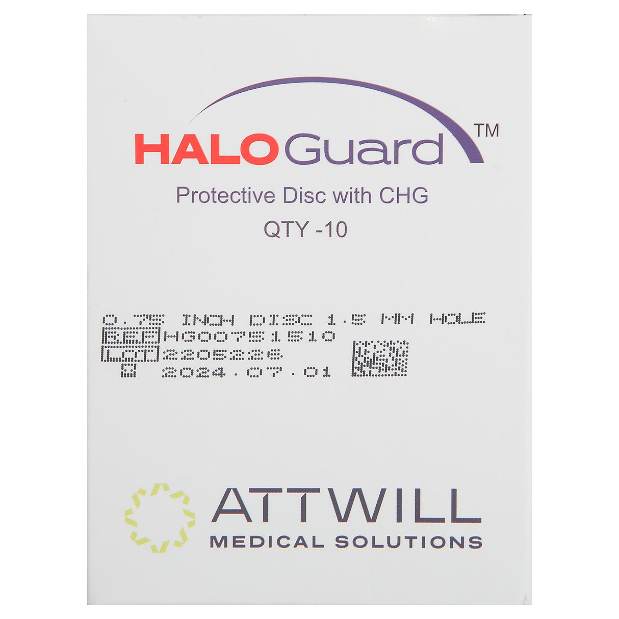 Antimicrobial Protective Disc HaloGUARD™ CHG (Chlorhexidine Glutonate) 3/4 Inch Disc / 1.5 mm Hole Diameter Sterile - BeHope