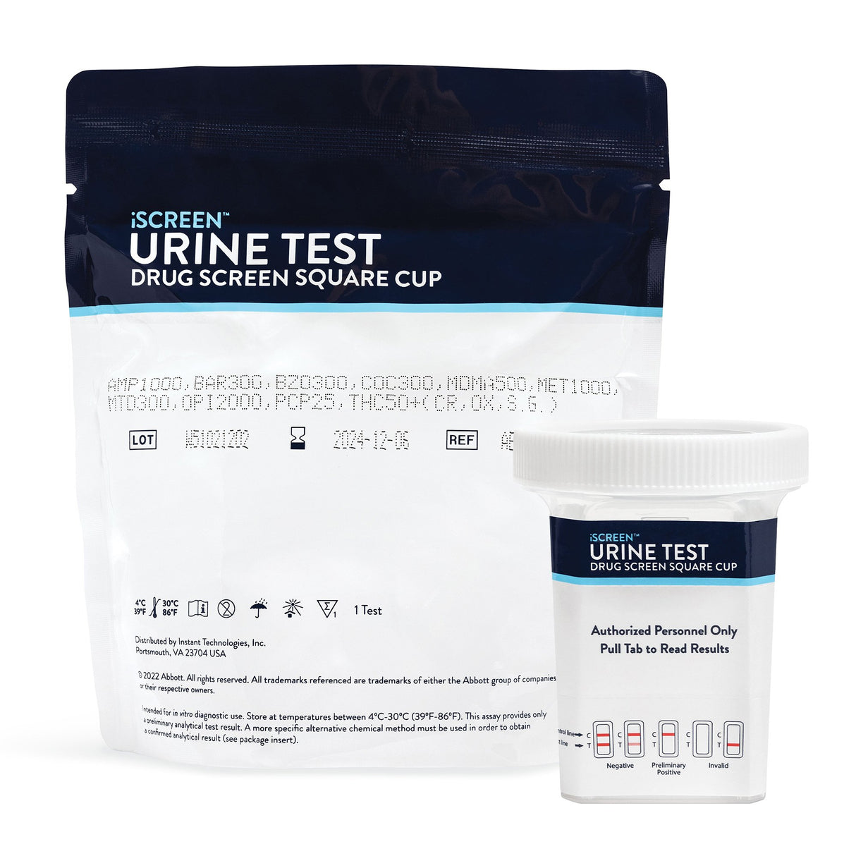 Drugs of Abuse Test Kit iScreen® AMP, COC, mAMP/MET, OPI2000 25 Tests CLIA Waived - BeHope
