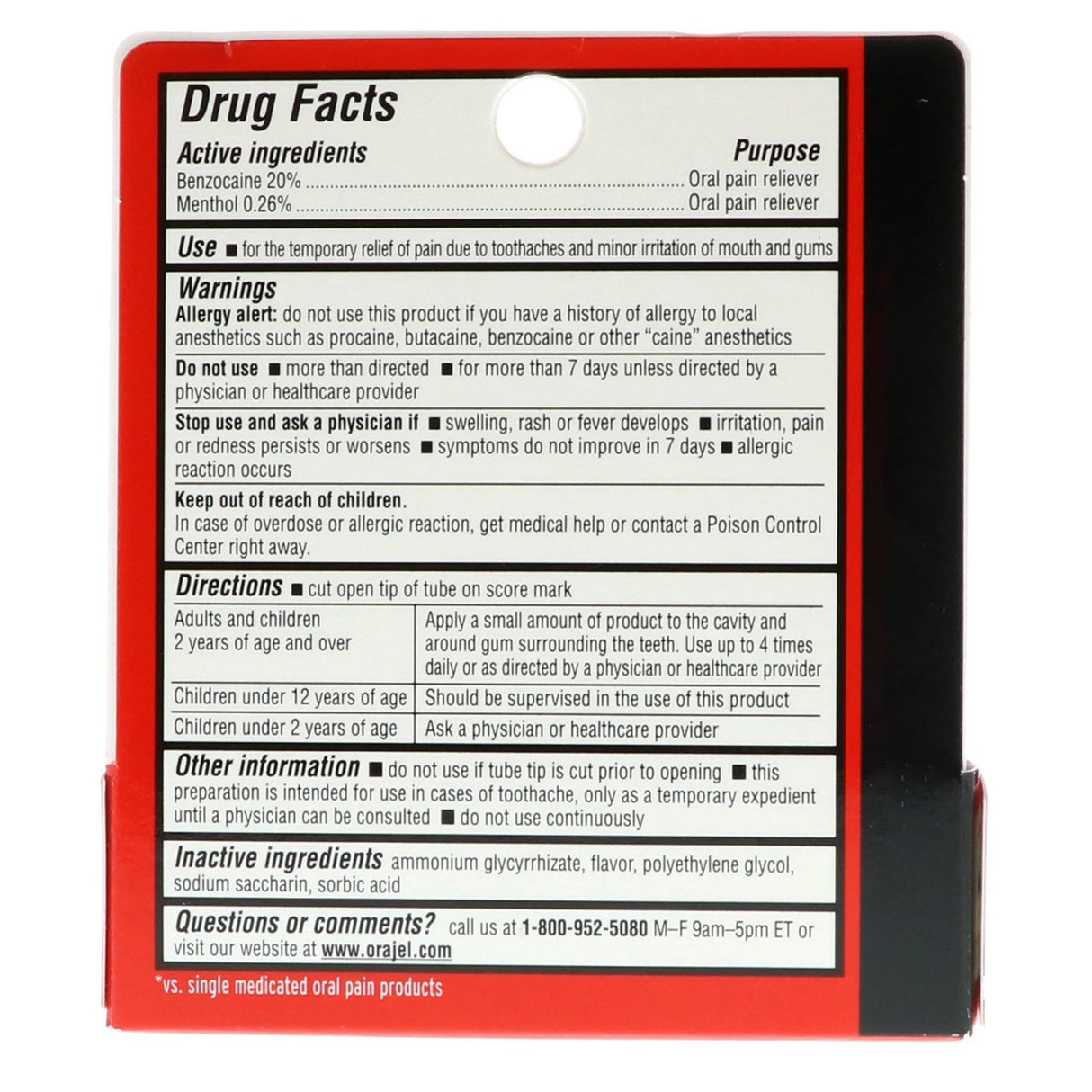 Oral Pain Relief Orajel® 2X 20% Strength Benzocaine Oral Gel 0.25 oz. - BeHope