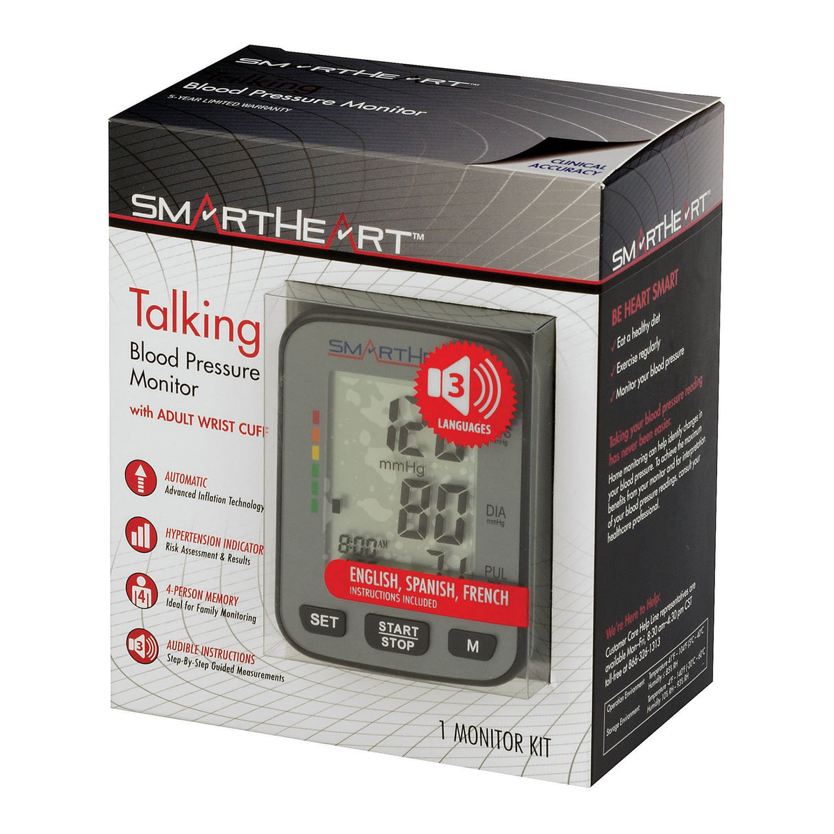 Blood Pressure Monitor Smartheart Home Automatic Digital Talking - BeHope