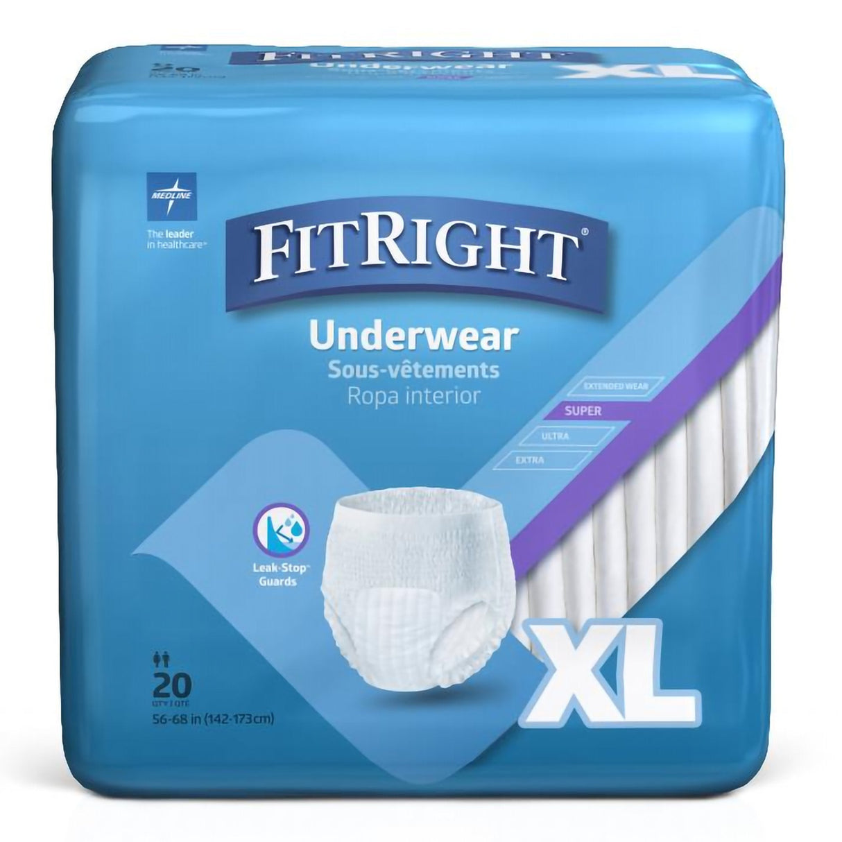 Absorbent Underwear Fitright® Super Pull On With Tear Away Seams Adult X-large Unisex Disposable Heavy Absorbency