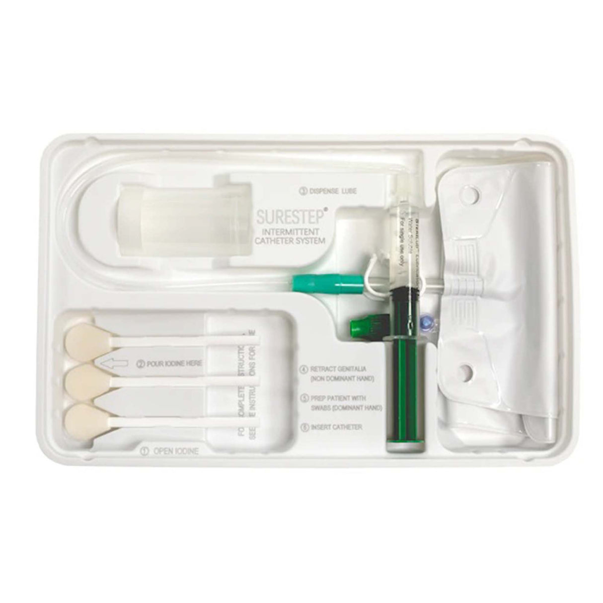 Intermittent Catheter Tray Surestep™ Straight Tip 16 Fr Silicone - BeHope