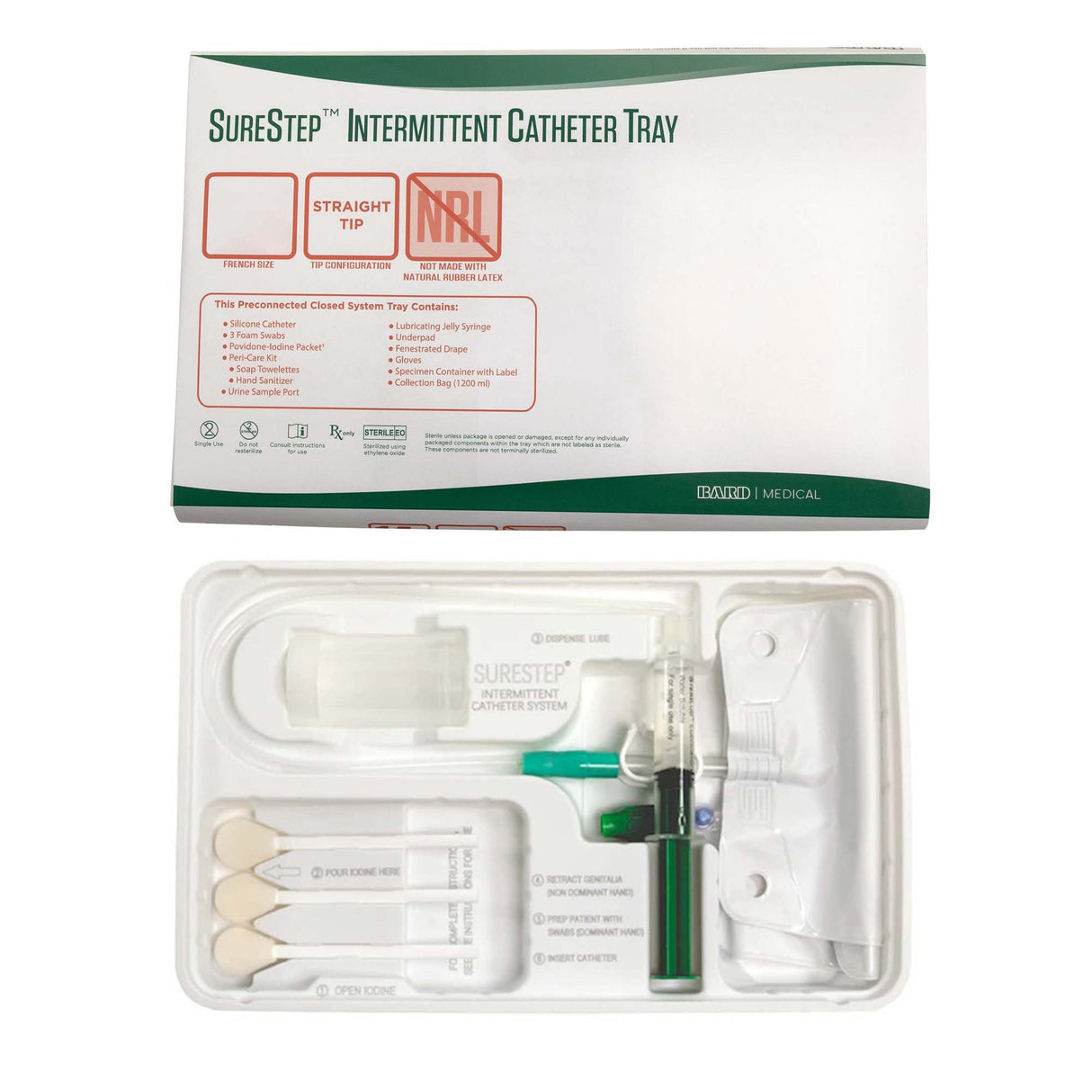 Intermittent Catheter Tray Surestep™ Straight Tip 16 Fr Silicone - BeHope