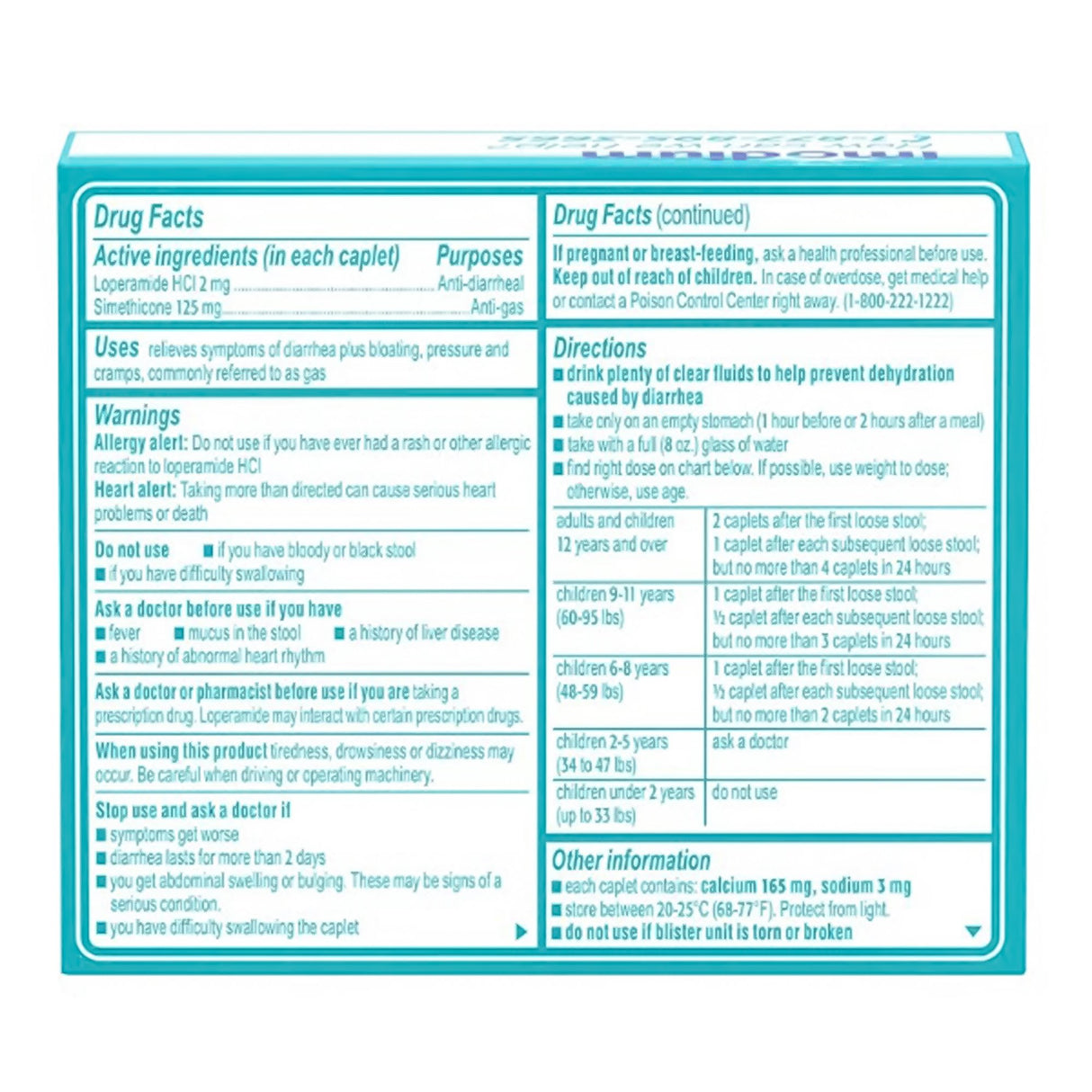 Anti-Diarrheal Imodium® Multi-Symptom 125 mg - 2 mg Strength Caplet 18 per Box - BeHope