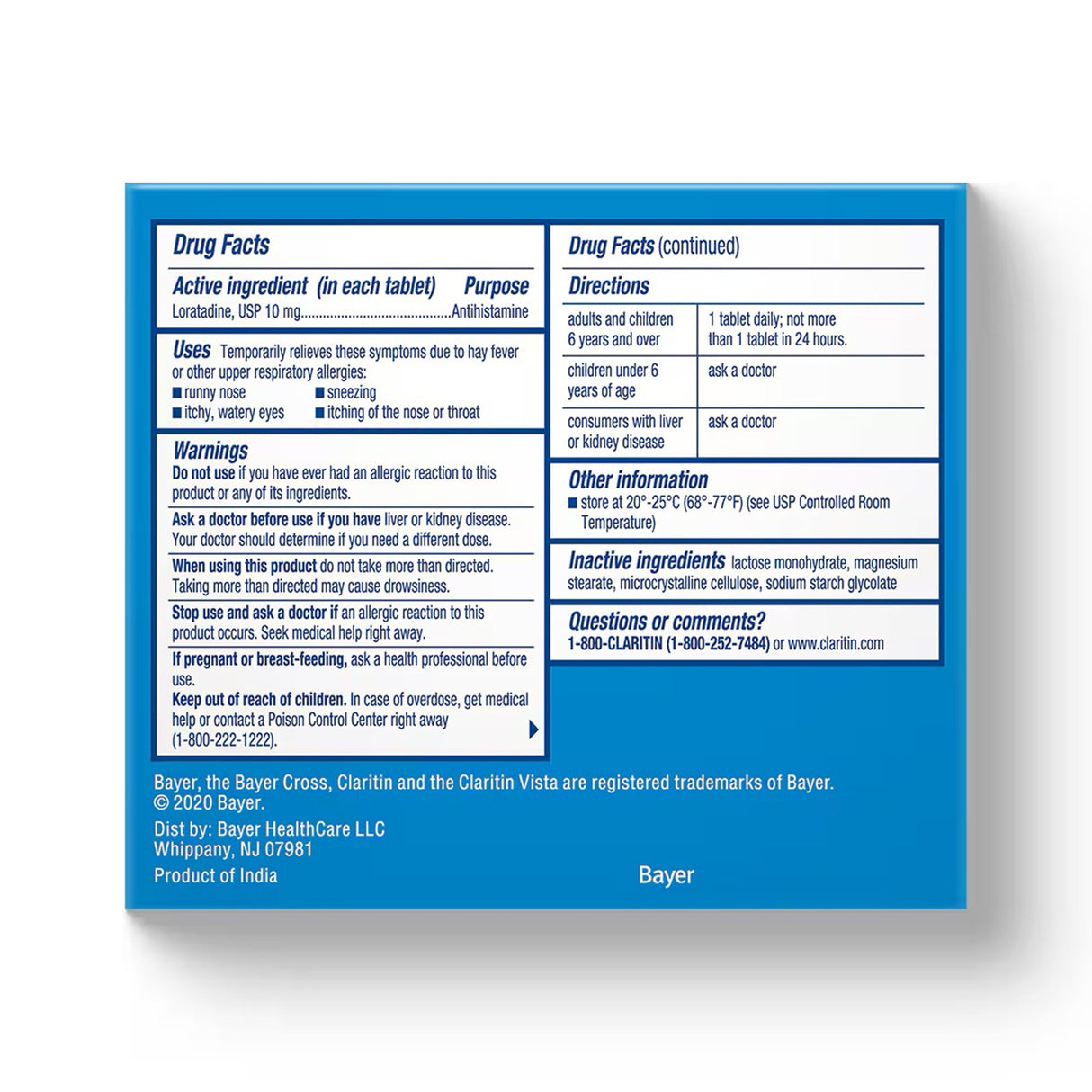 Allergy Relief Claritin® 10 mg Strength Tablet 30 Per Box - BeHope