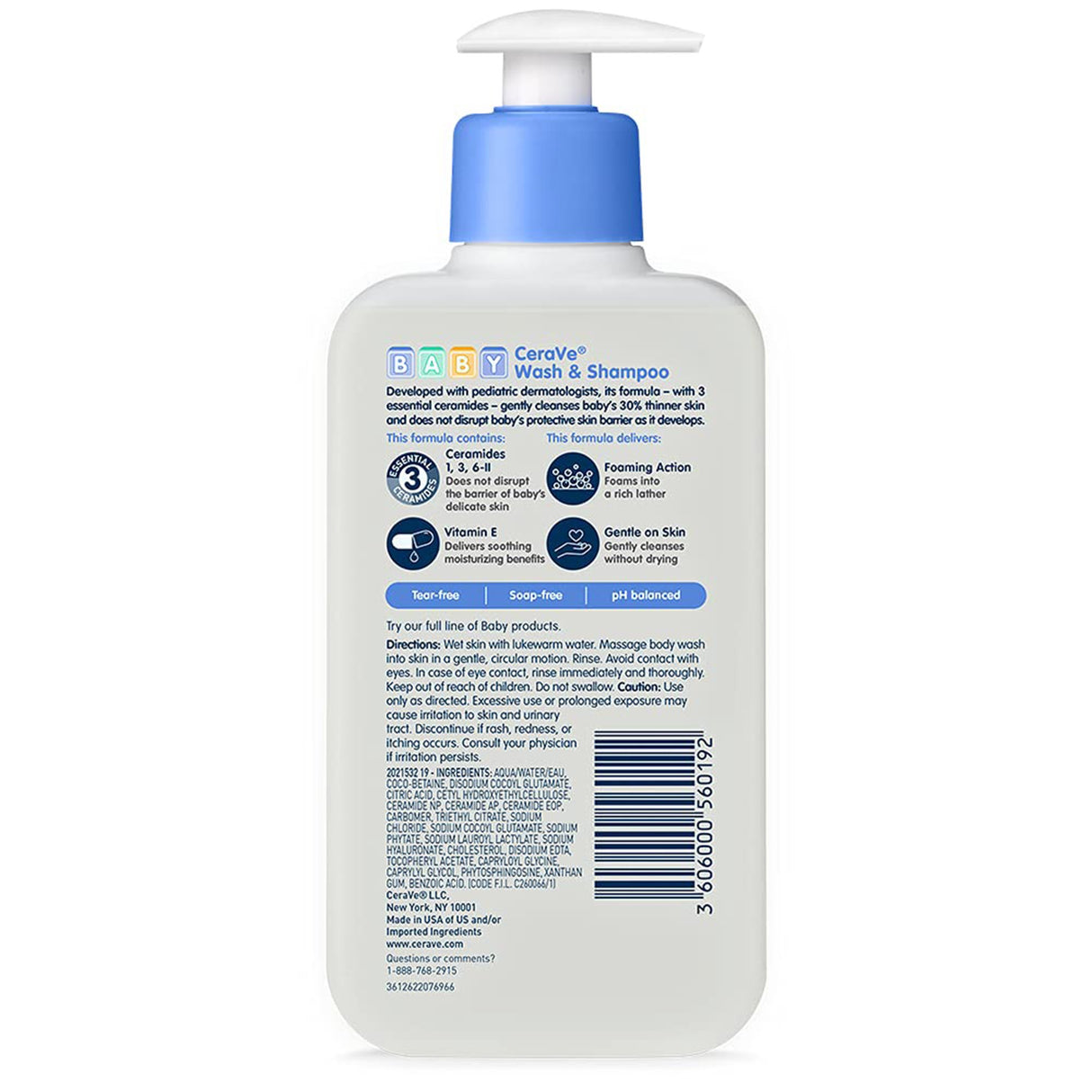 Baby Shampoo and Body Wash CeraVe® 8 oz. Pump Bottle Unscented - BeHope