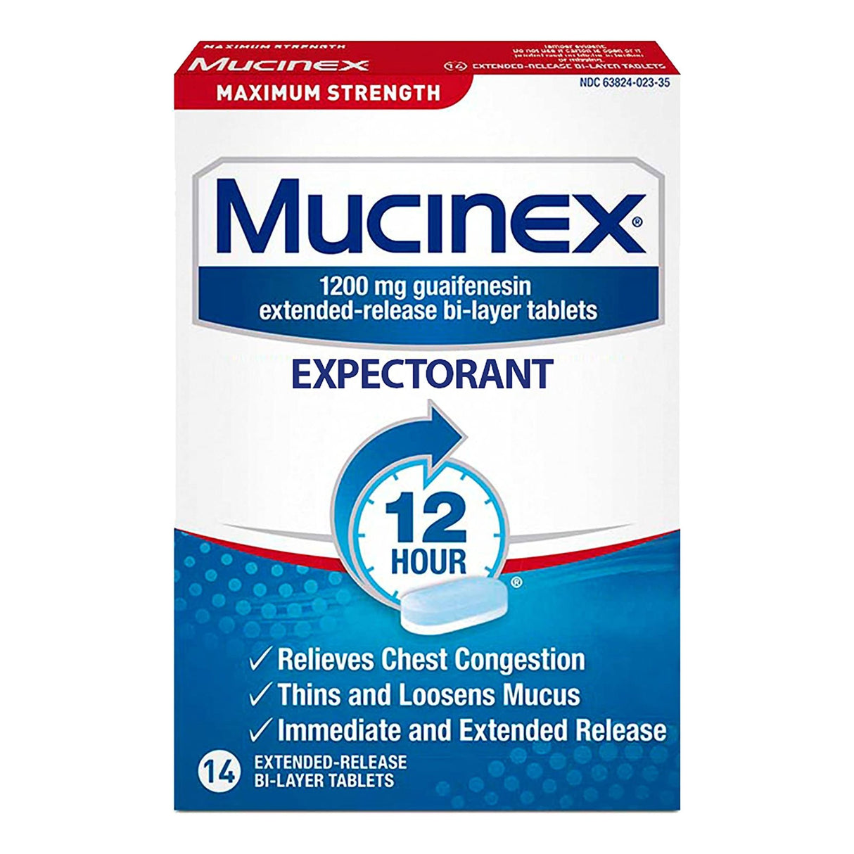 Cold and Cough Relief Mucinex® ER 1200 mg Strength Tablet 14 per Box - BeHope