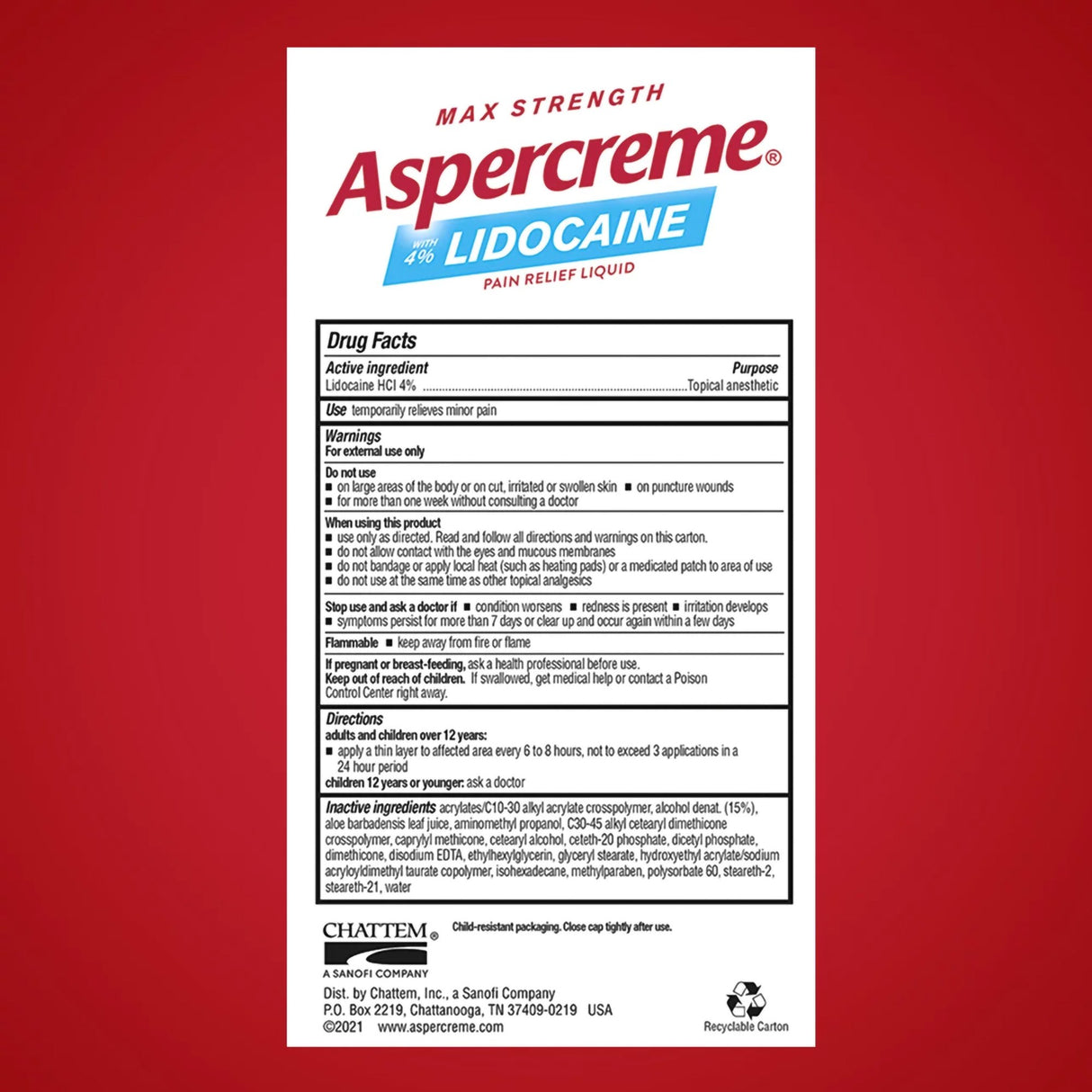 Topical Pain Relief Aspercreme® 4% Strength Lidocaine Liquid - BeHope