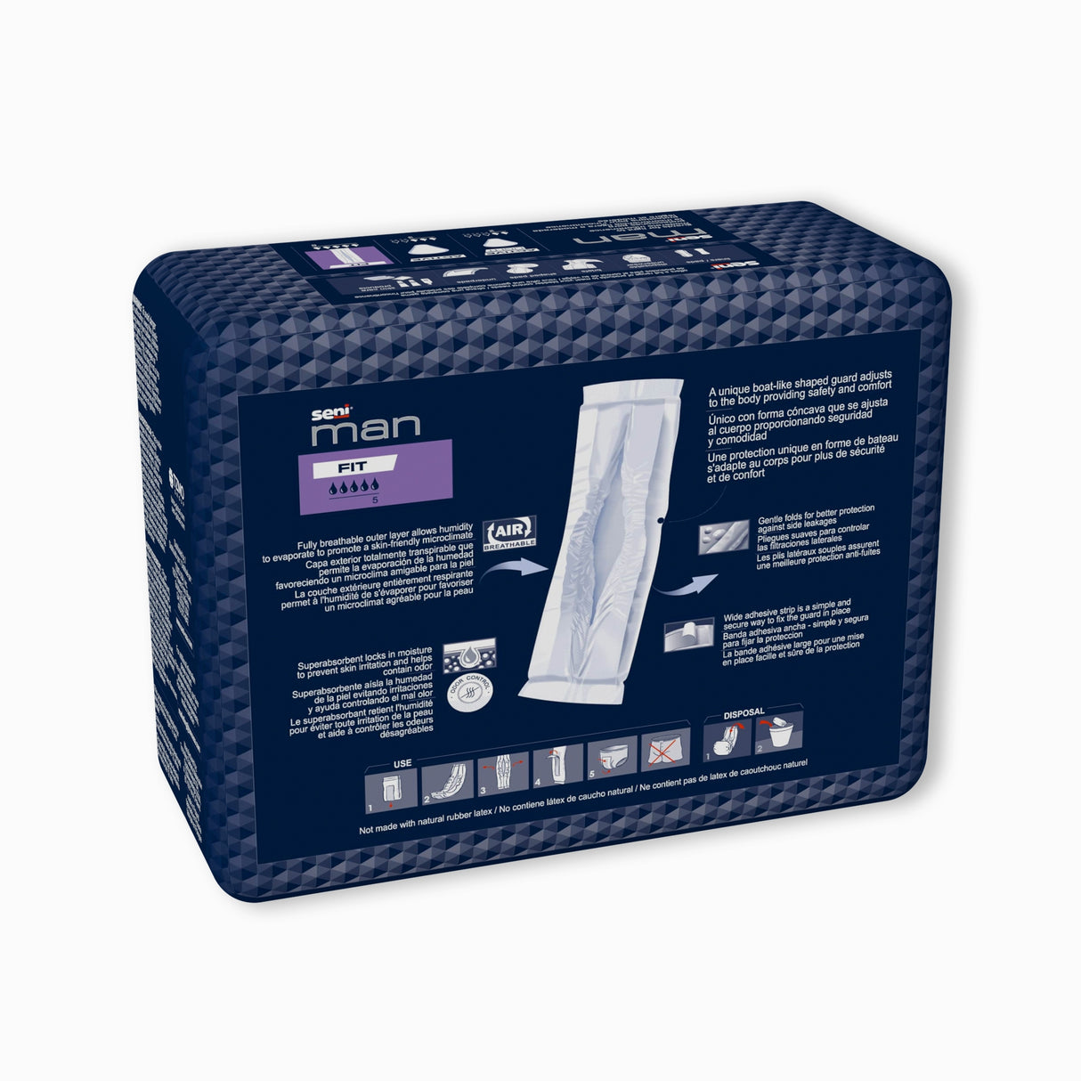 Bladder Control Pad Seni® Man Fit 3-1/2 X 15-7/10 Inch Moderate Absorbency Super Absorbent Core One Size Fits Most - BeHope