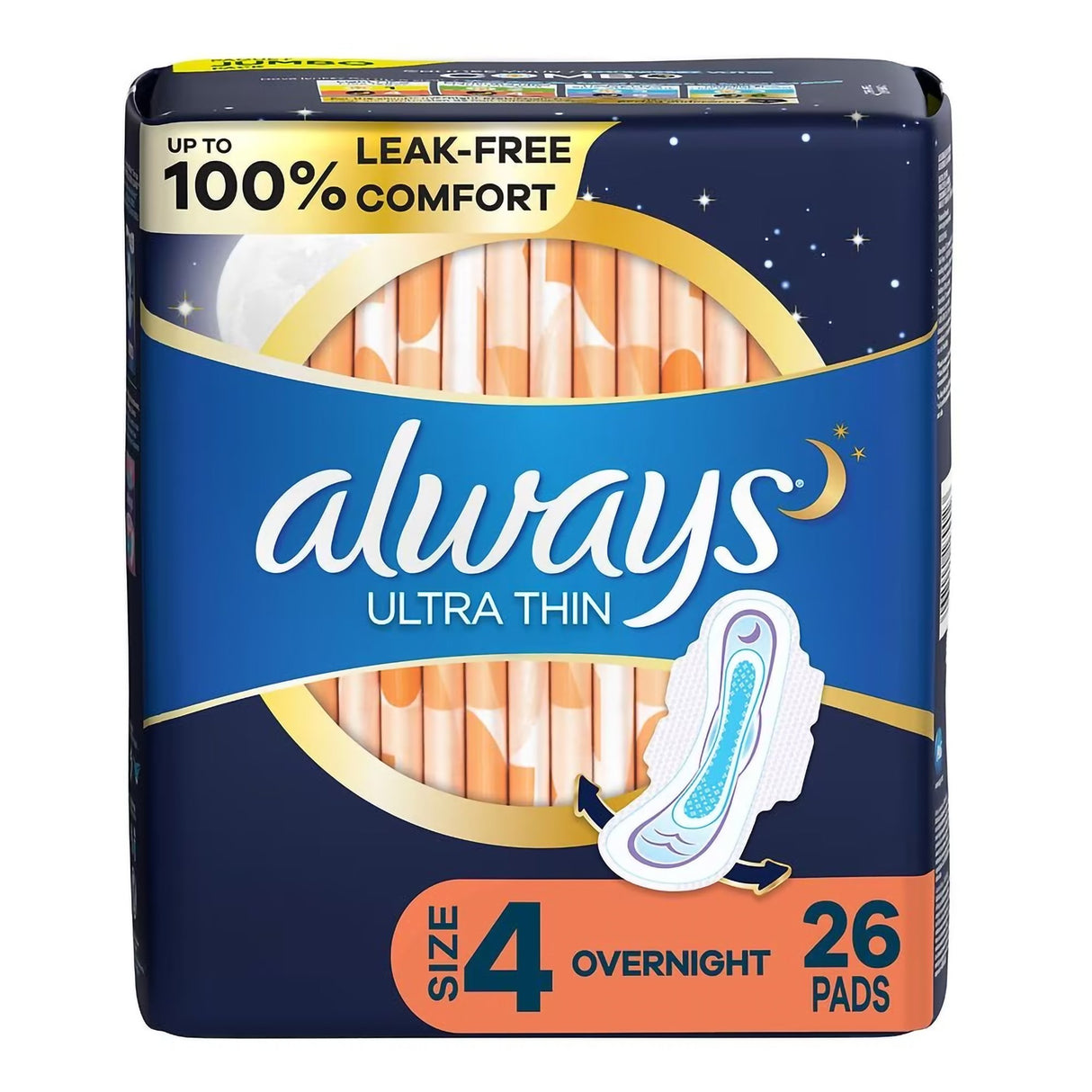 Feminine Pad Always® Ultra Thin Overnight / With Wings Heavy Absorbency - BeHope