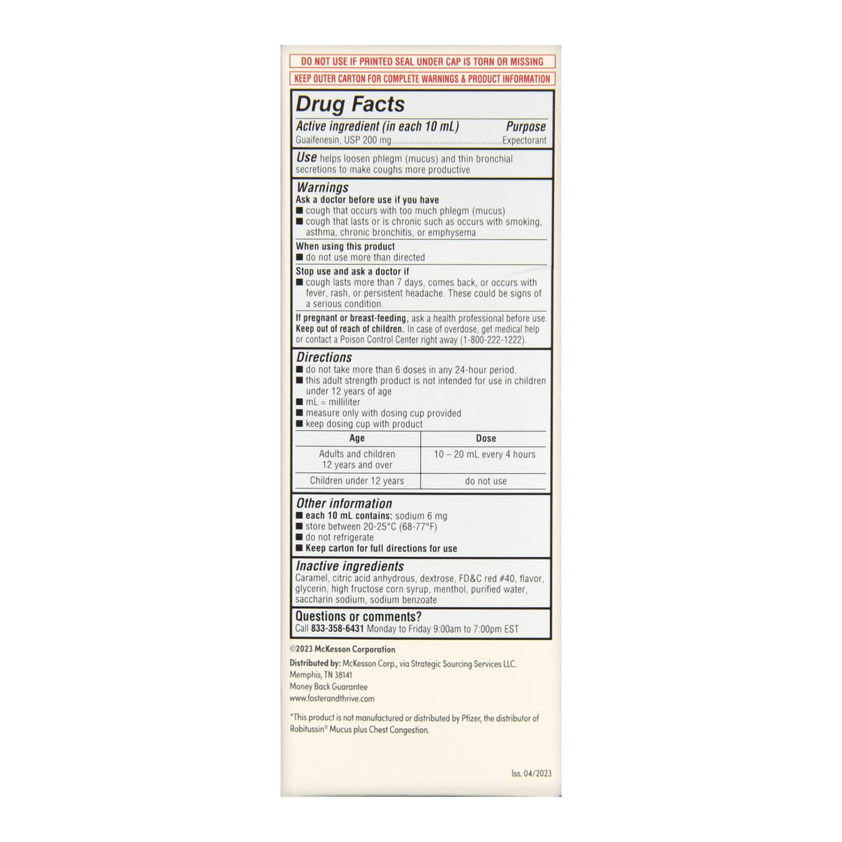 Cold and Cough Relief Foster & Thrive™ 200 mg / 10 mL Strength Liquid 8 oz. - BeHope