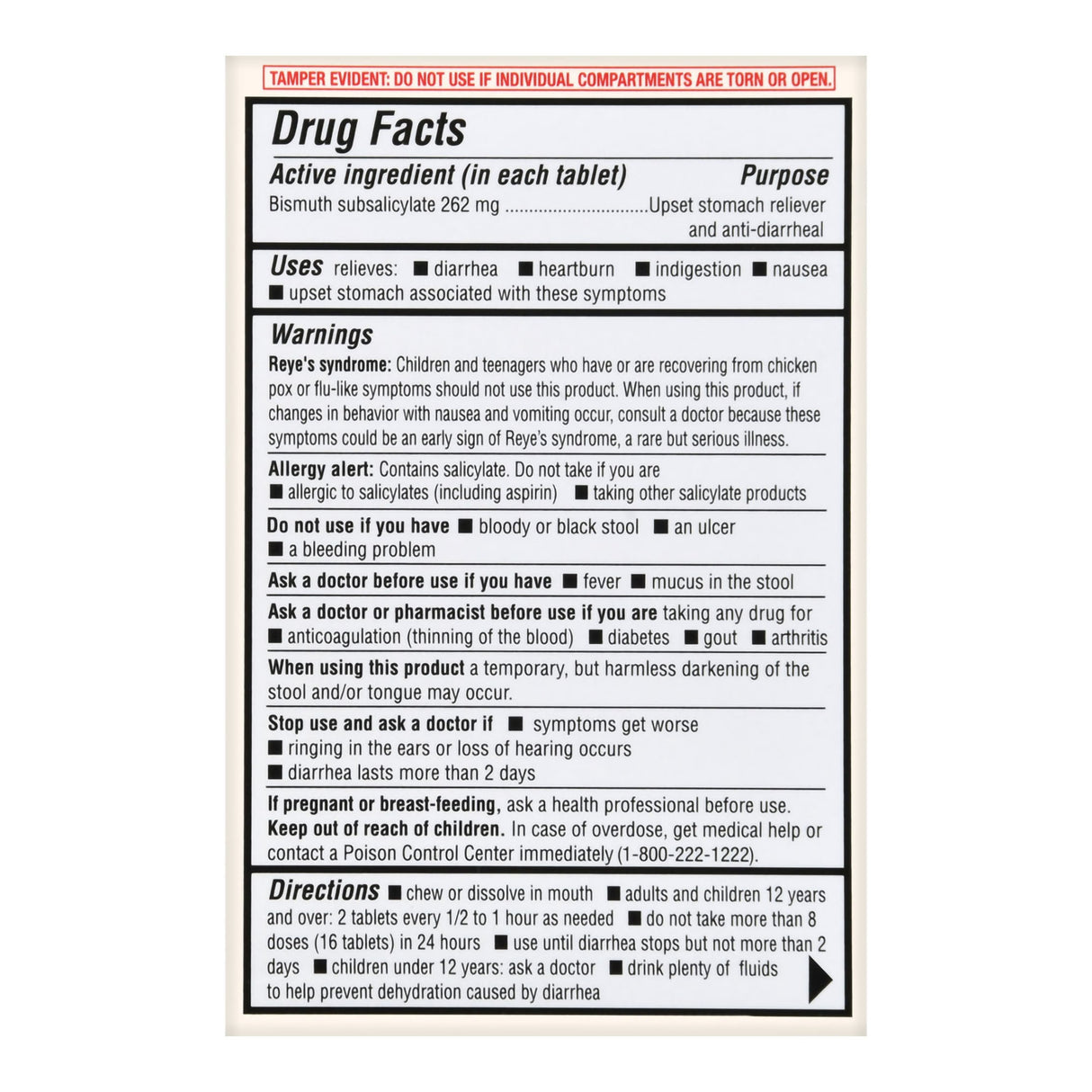 Anti-Diarrheal Foster & Thrive™ 262 mg Strength Chewable Tablet 30 per Box - BeHope