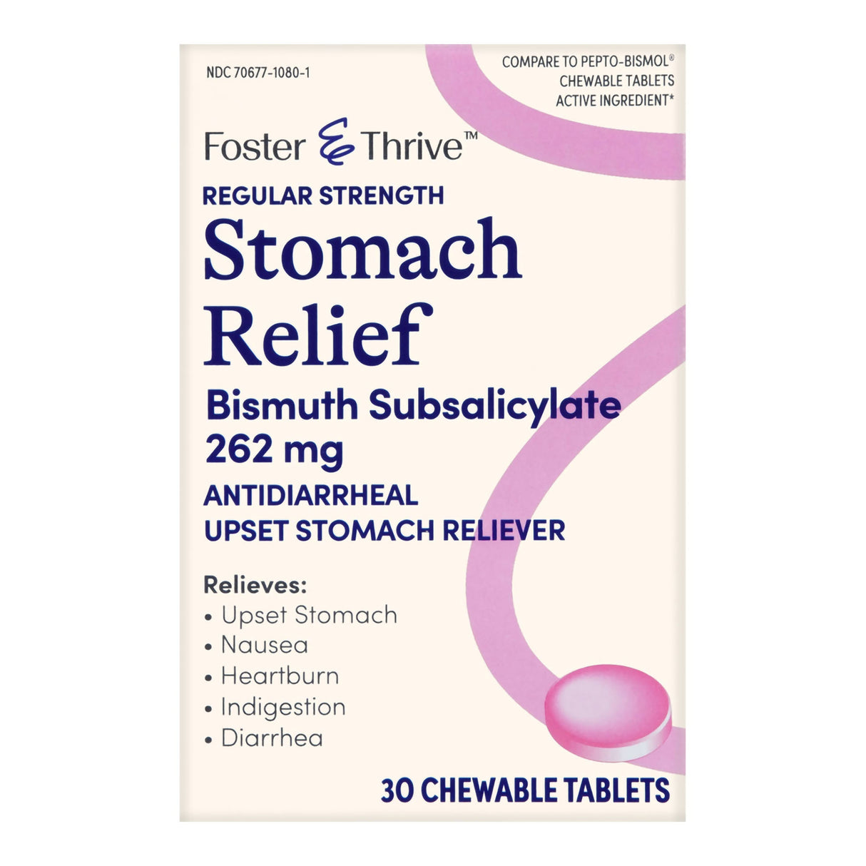 Anti-Diarrheal Foster & Thrive™ 262 mg Strength Chewable Tablet 30 per Box - BeHope