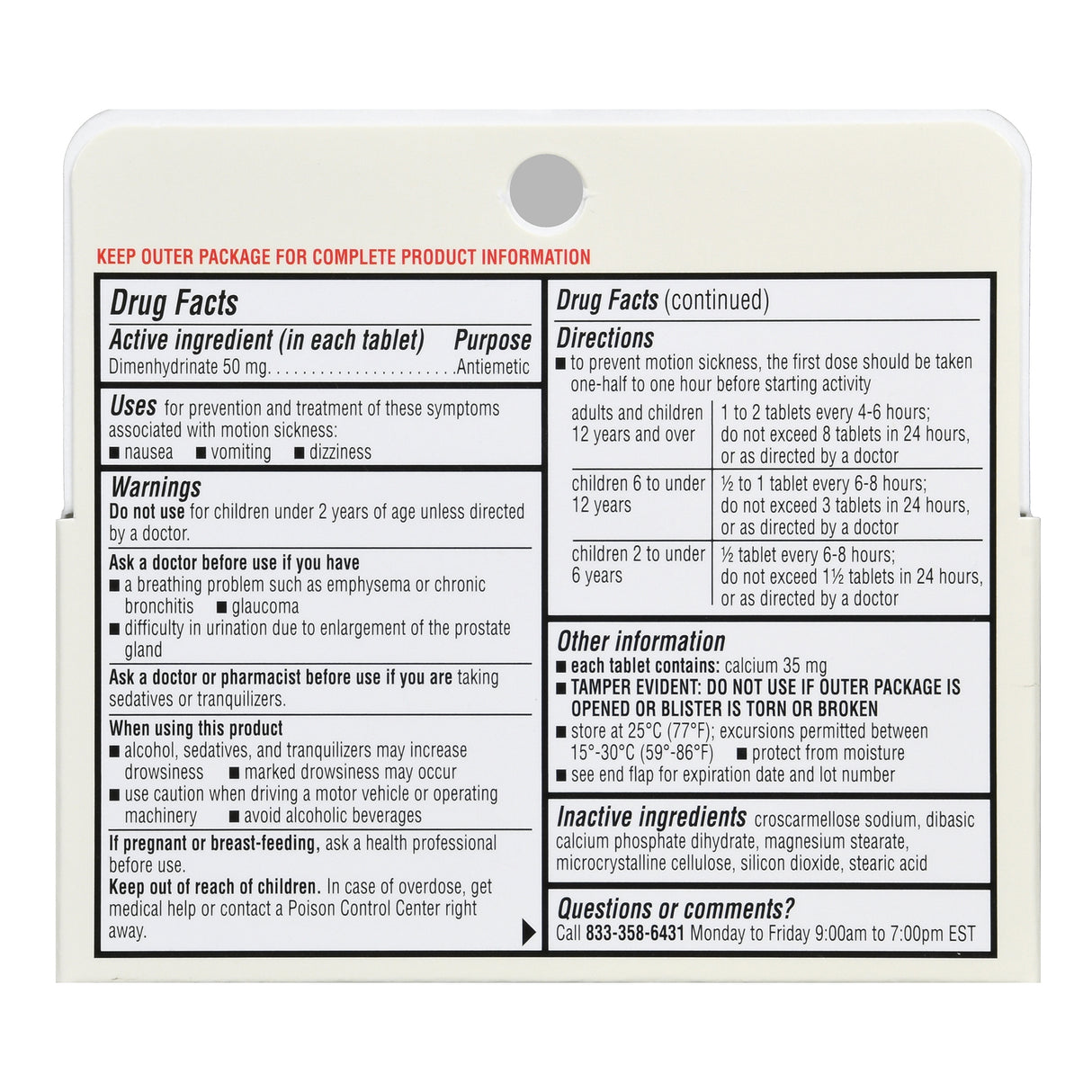 Nausea Relief Foster & Thrive™ 50 mg Strength Tablet 12 per Box - BeHope