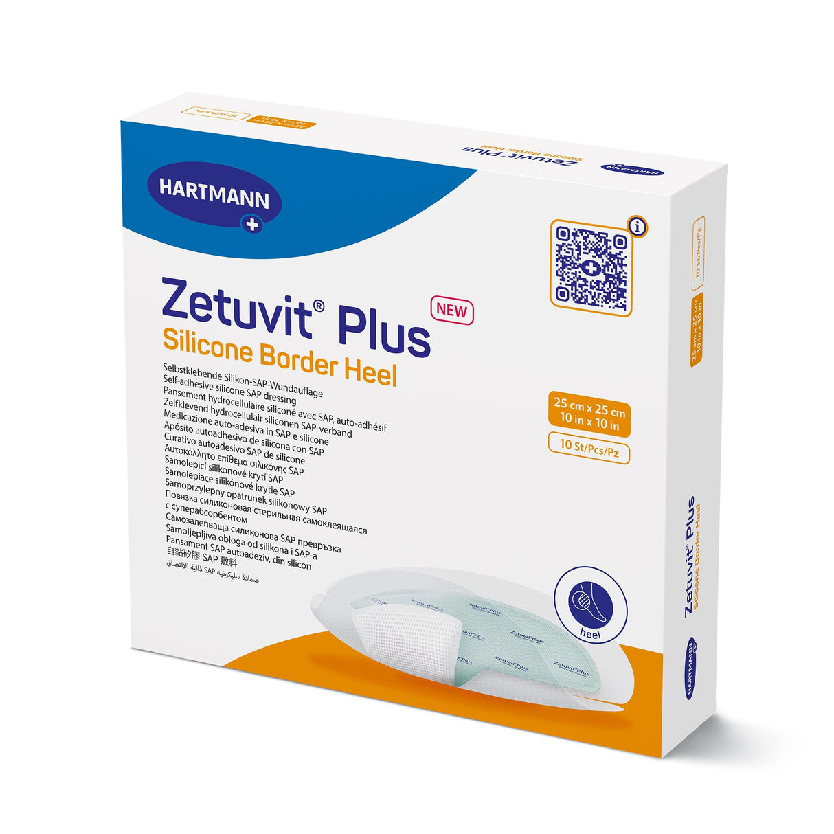 Super Absorbent Dressing Zetuvit® Plus Silicone Border Silicone Adhesive 10 X 10 Inch Heel - BeHope