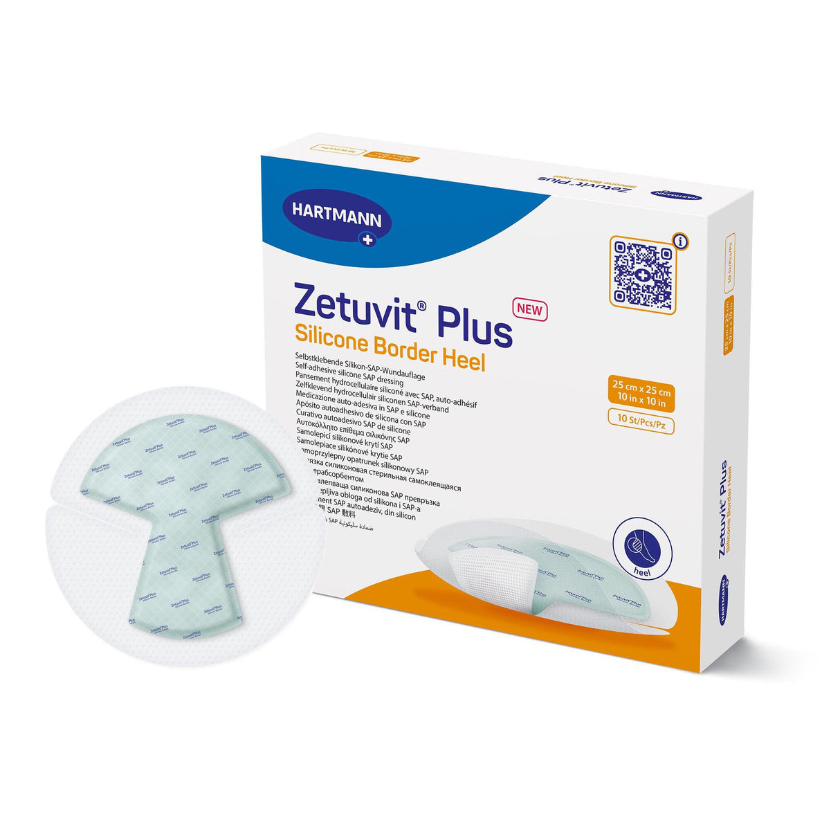Super Absorbent Dressing Zetuvit® Plus Silicone Border Silicone Adhesive 10 X 10 Inch Heel - BeHope