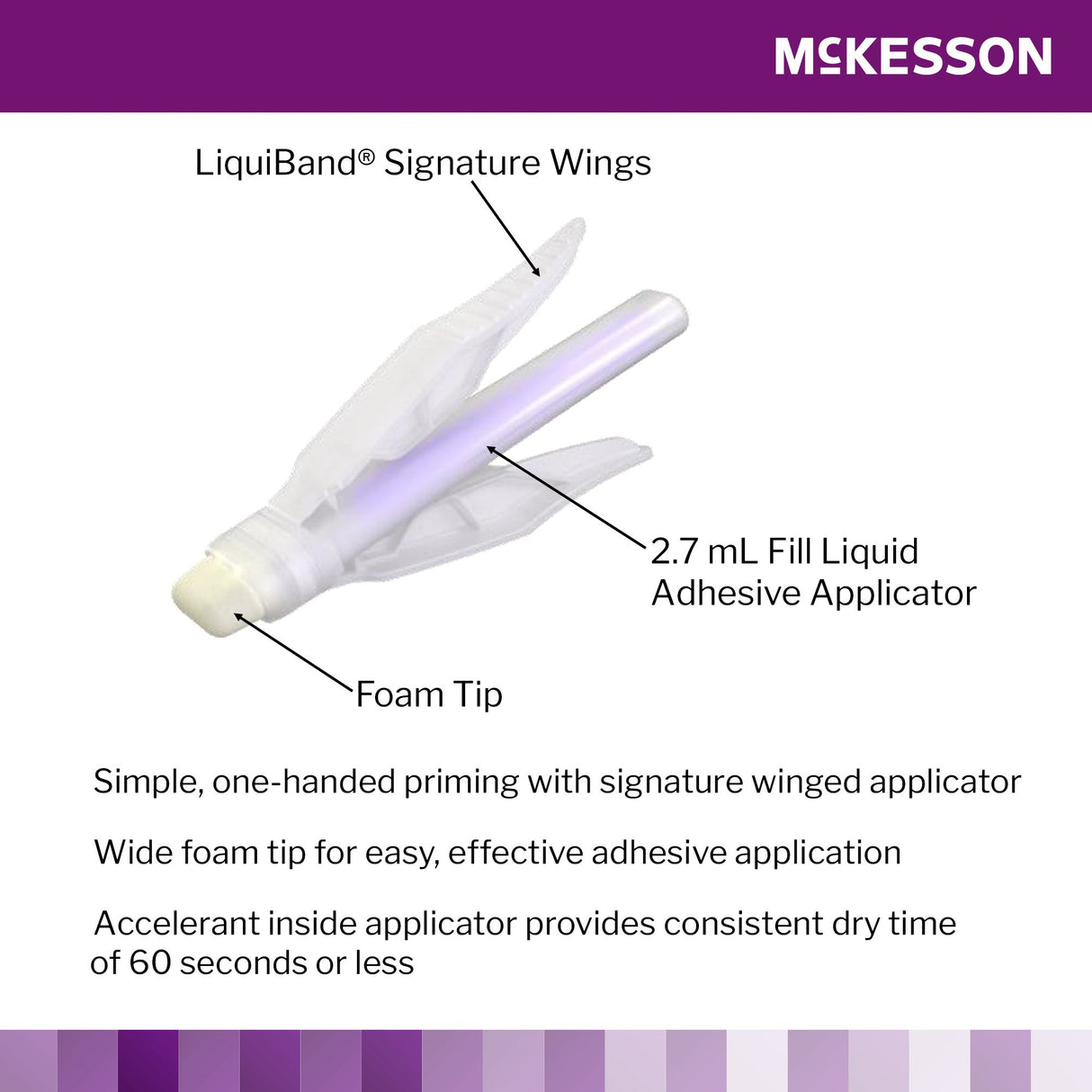 Skin Closure System McKesson LiquiBand® XL 2.7 mL Liquid Precision and Dome Applicator Tip 2-Octyl Cyanoacrylate - BeHope