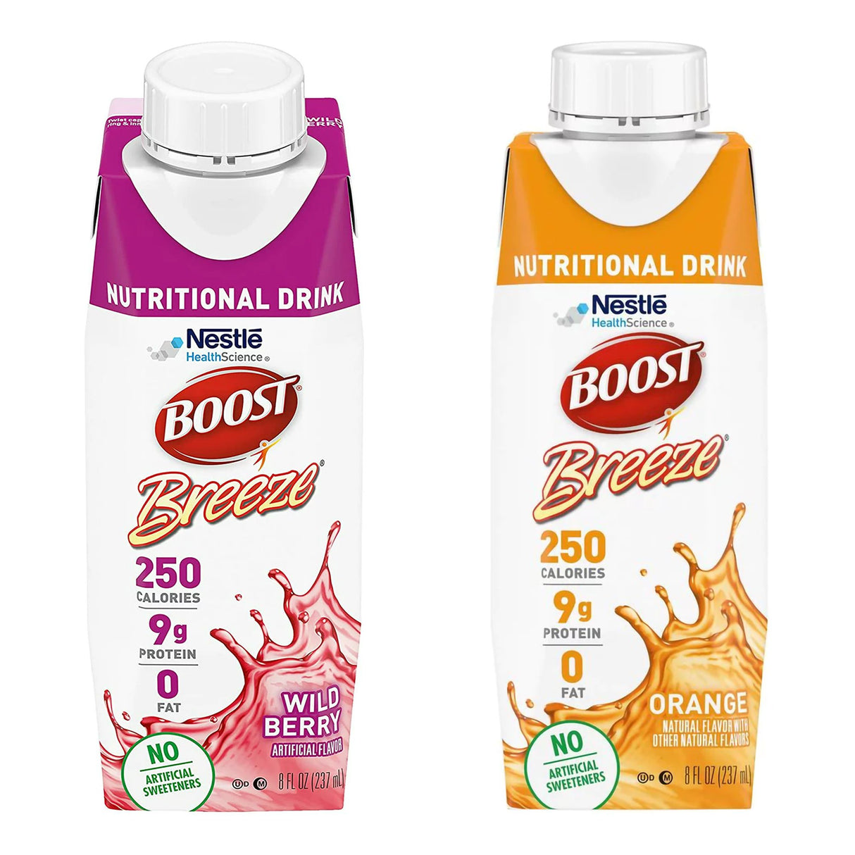 Oral Supplement Boost Breeze® Orange / Wildberry Flavor Liquid 8 oz. Reclosable Carton - BeHope