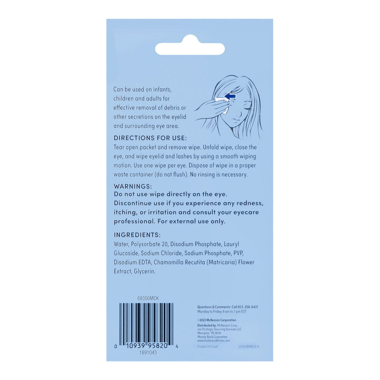 Eyelid Cleansing Wipes Foster & Thrive™ Rinse-Free Tearless - BeHope
