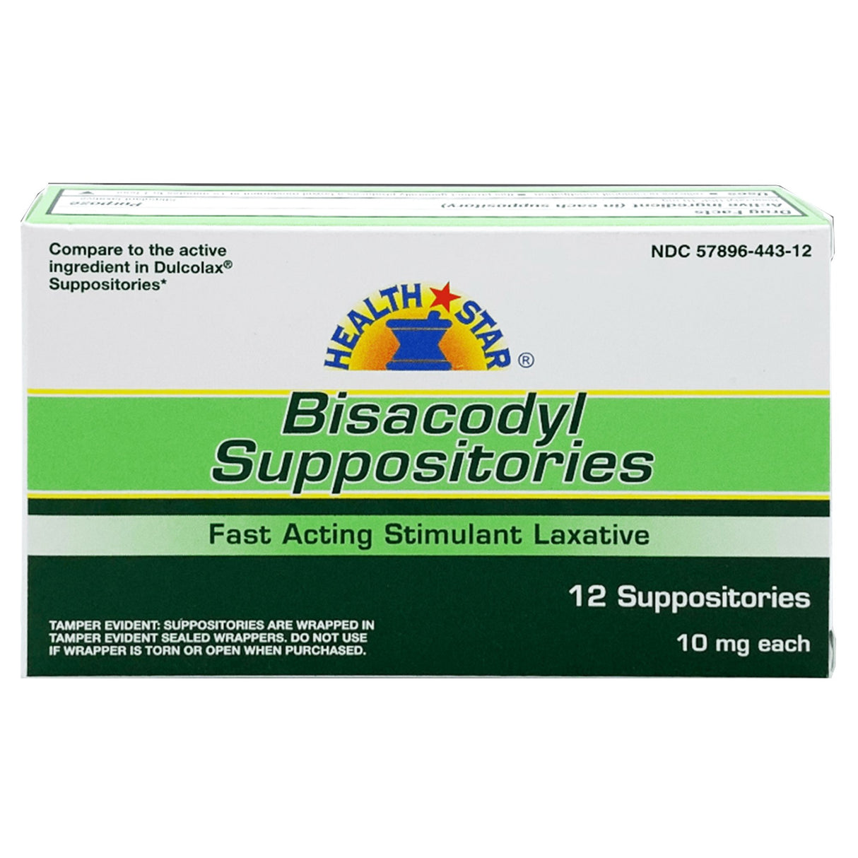 Laxative HEALTH STAR® Suppository 12 per Box 10 mg Strength Bisacodyl USP - BeHope