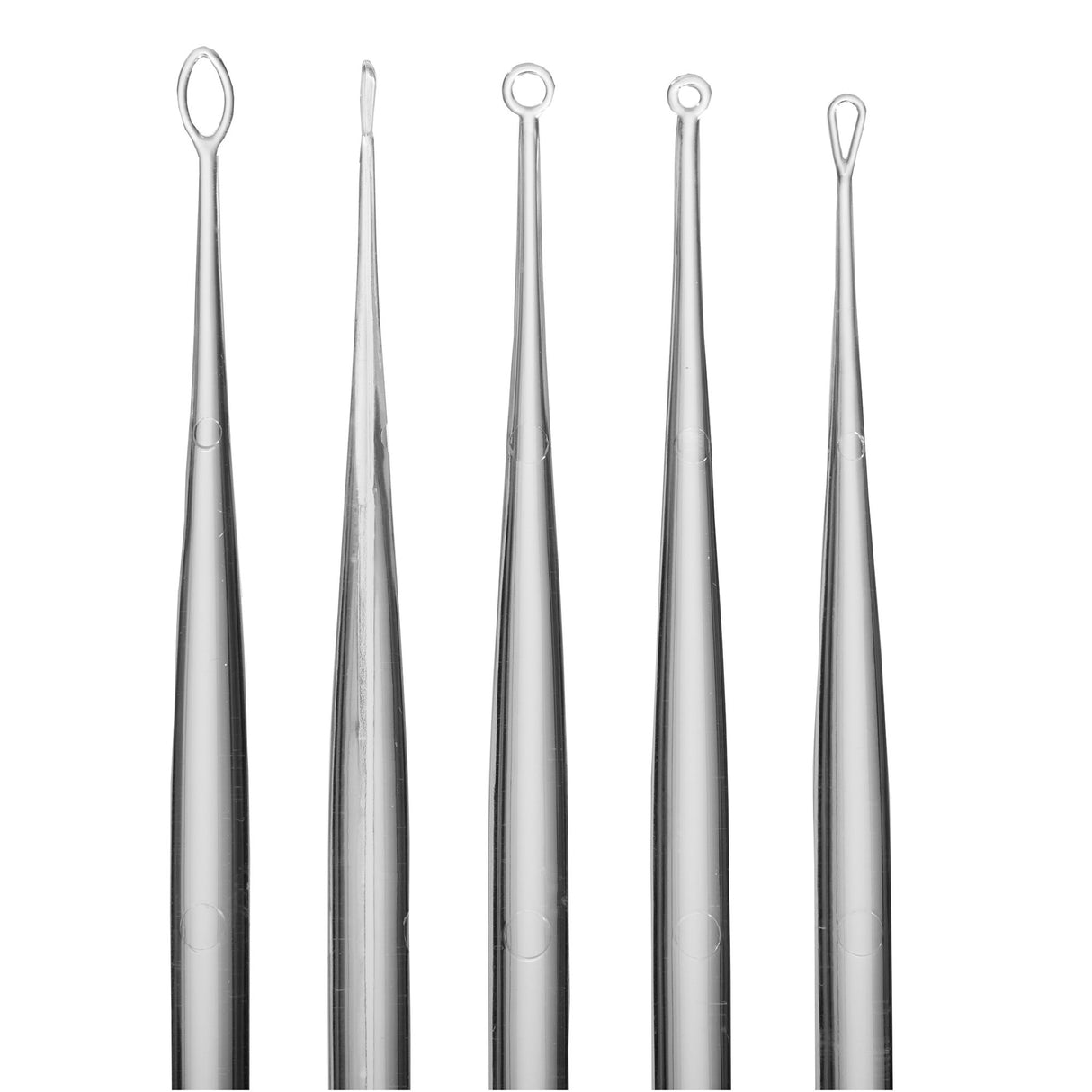 Ear Curette Pack ClearLook® Round Handle 2 to 4 mm Tip Sizes Assortment of 5 Tips - BeHope