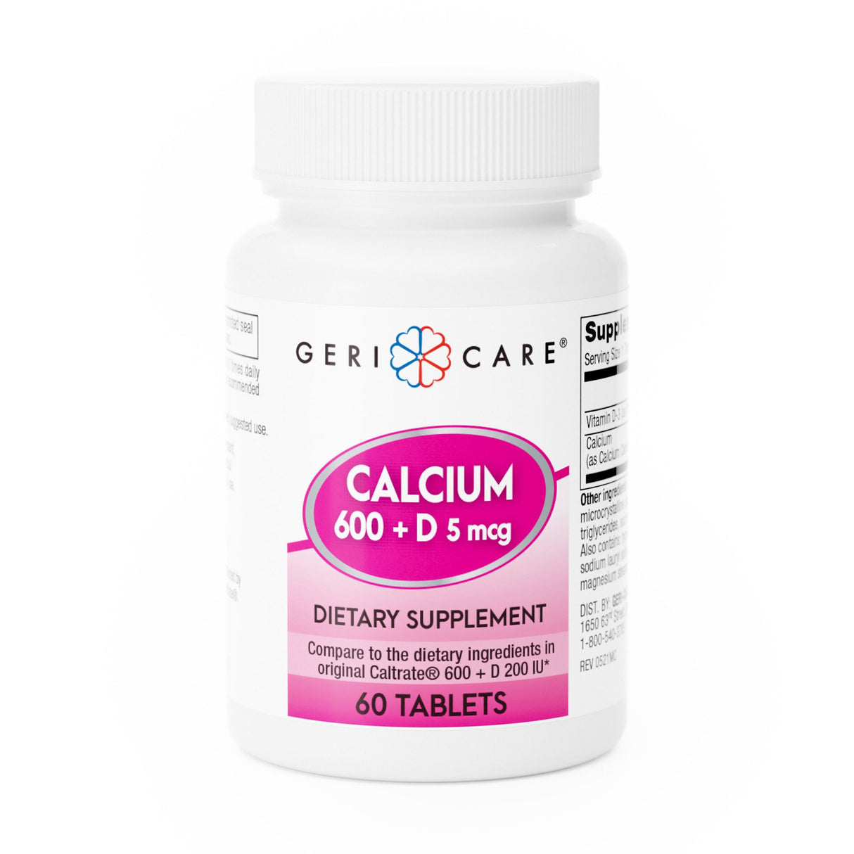 Joint Health Supplement Geri-Care® Vitamin D3 / Calcium Carbonate 200 IU - 600 mg Strength Tablet 60 per Bottle - BeHope
