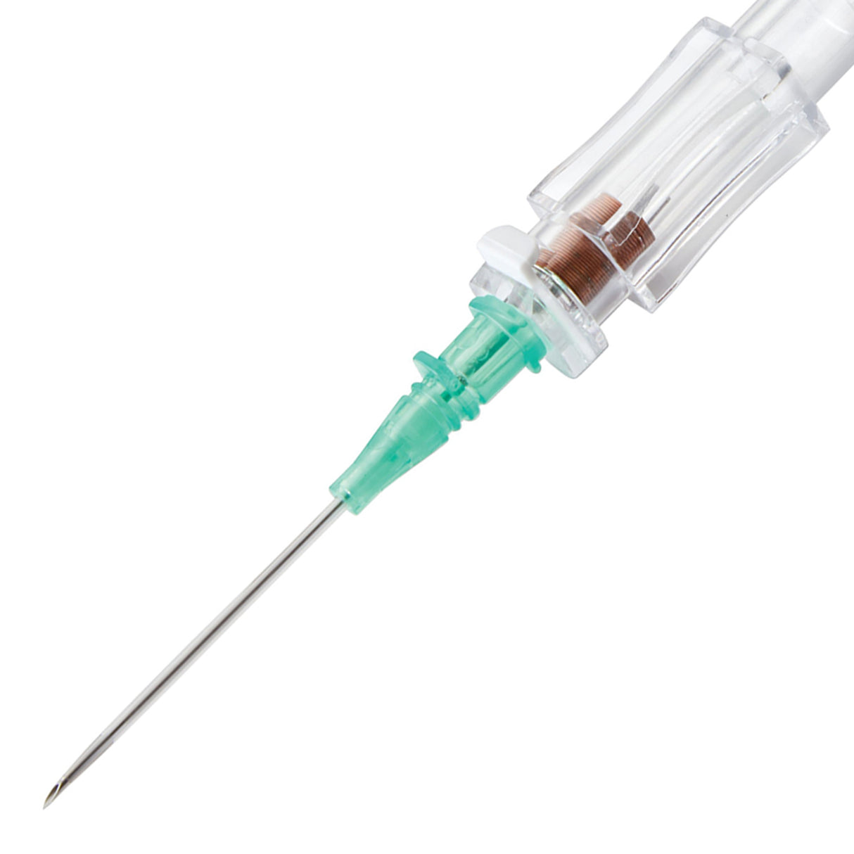 Peripheral IV Catheter McKesson 18 Gauge 1.16 Inch Polyurethane Straight Hub Non Blood Control Push Button Safety - BeHope