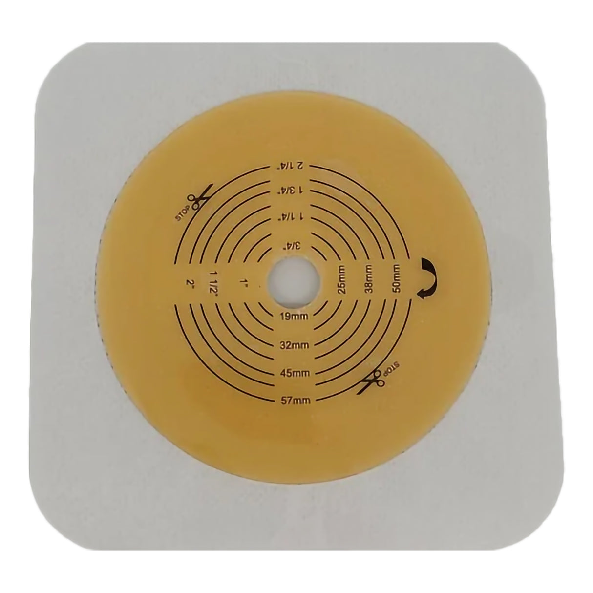 Ostomy Barrier Trim to Fit, Standard Wear Adhesive Tape Collar 70 mm Flange Up to 2-1/4 Inch Opening 5 X 5 Inch - BeHope