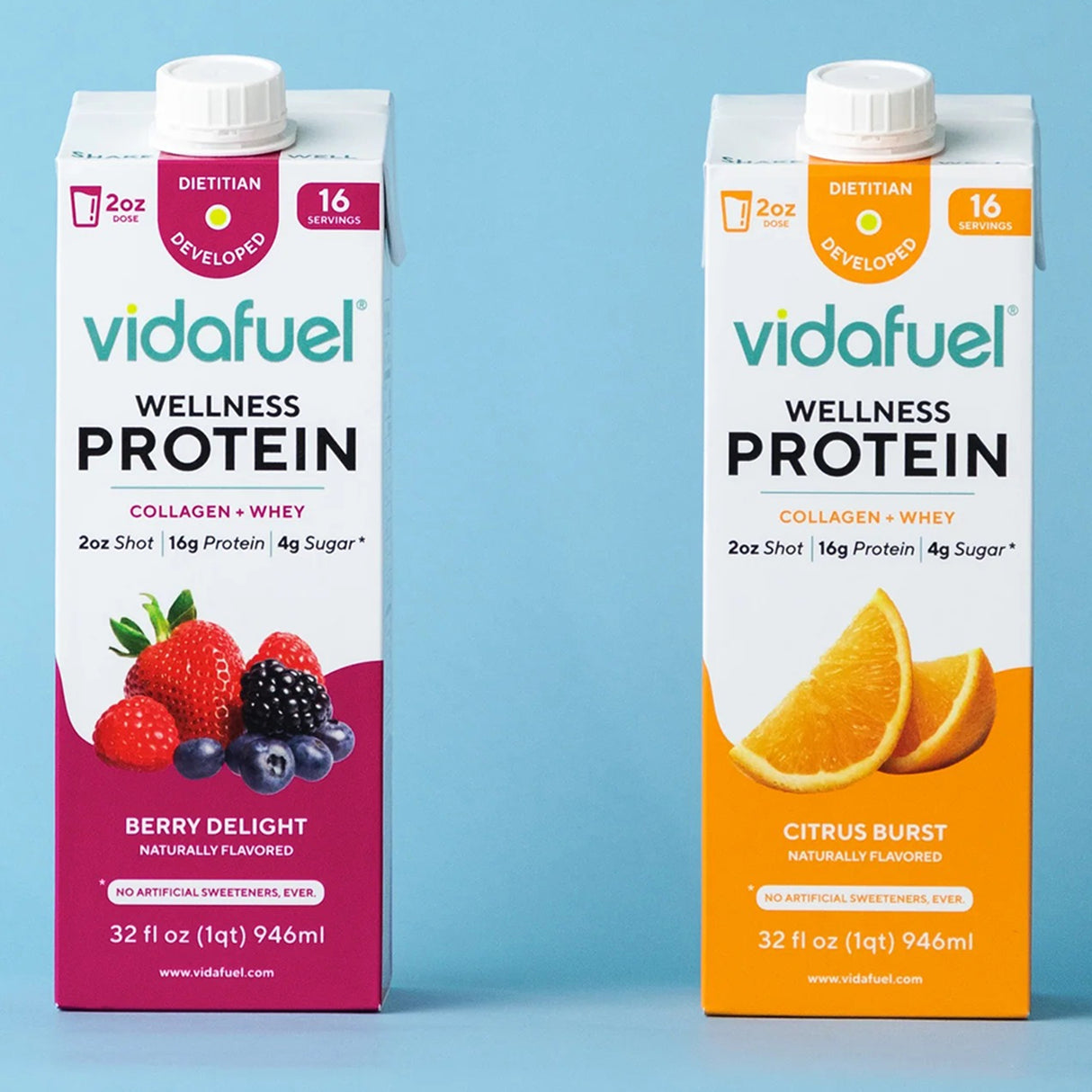 Oral Supplement Vida Fuel Wellness Protein Berry Delight Flavor Liquid 32 oz. Reclosable Carton - BeHope