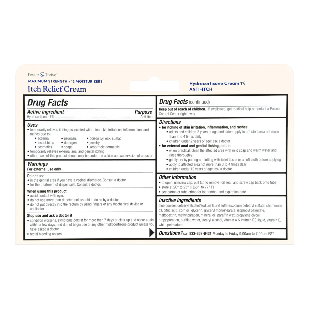 Itch Relief Foster & Thrive™ 1% Strength Cream 1 oz. Tube - BeHope