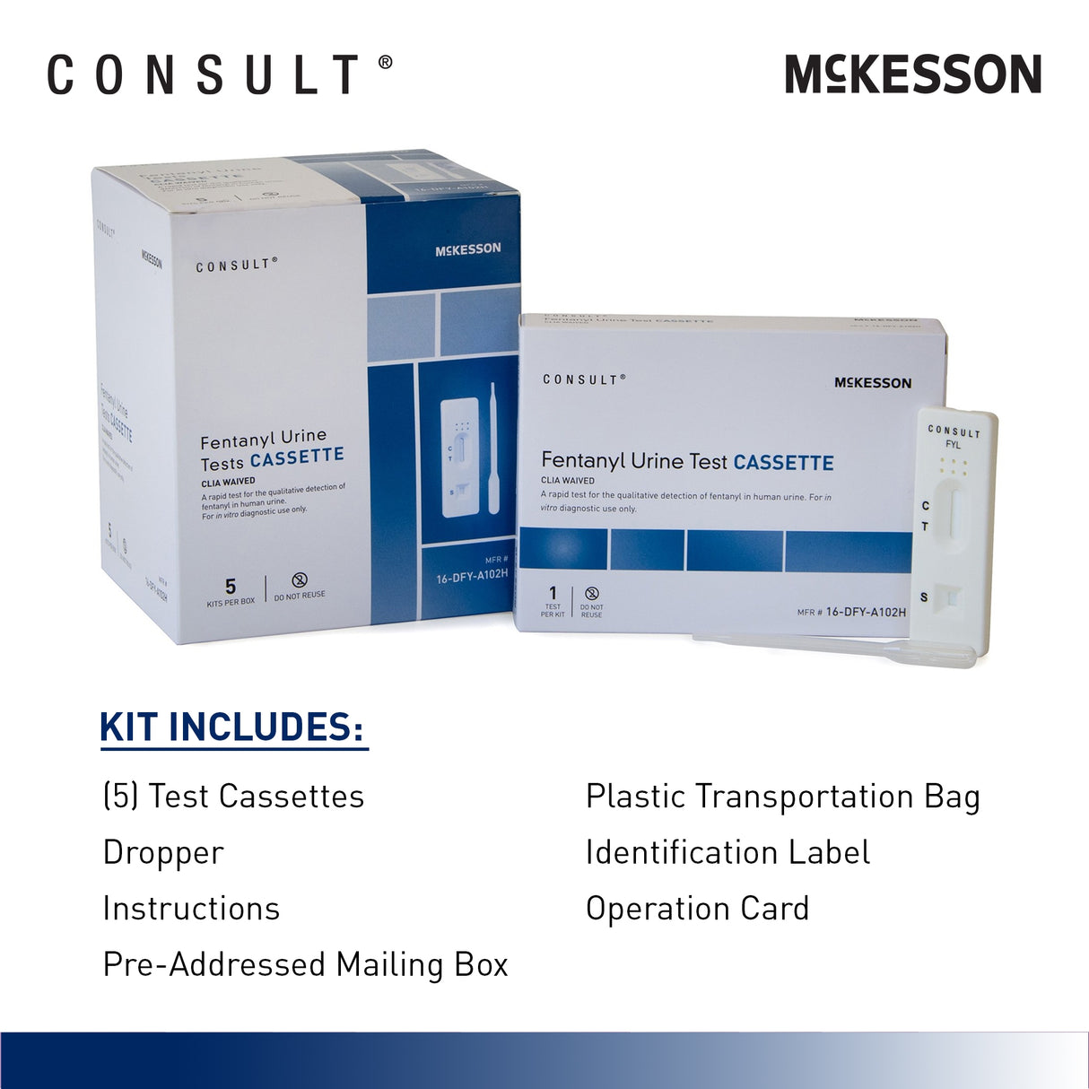 Drugs of Abuse Test Kit McKesson Consult™ Fentanyl (OTC Approved) 5 Tests CLIA Waived - BeHope