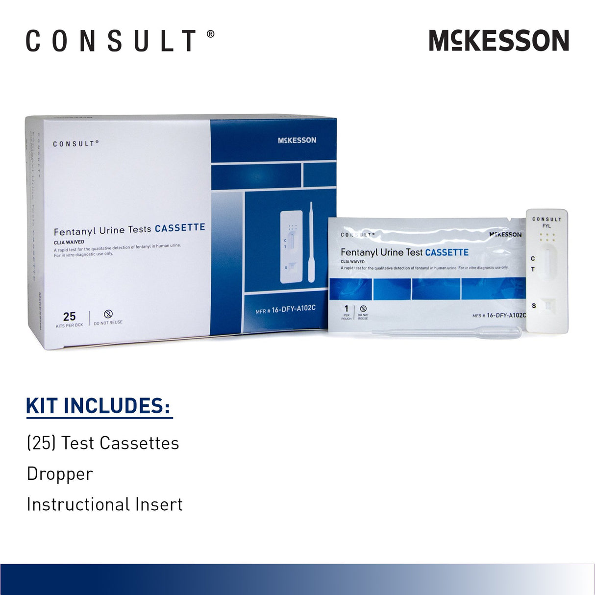 Drugs of Abuse Test Kit McKesson Consult™ Fentanyl 25 Tests CLIA Waived - BeHope