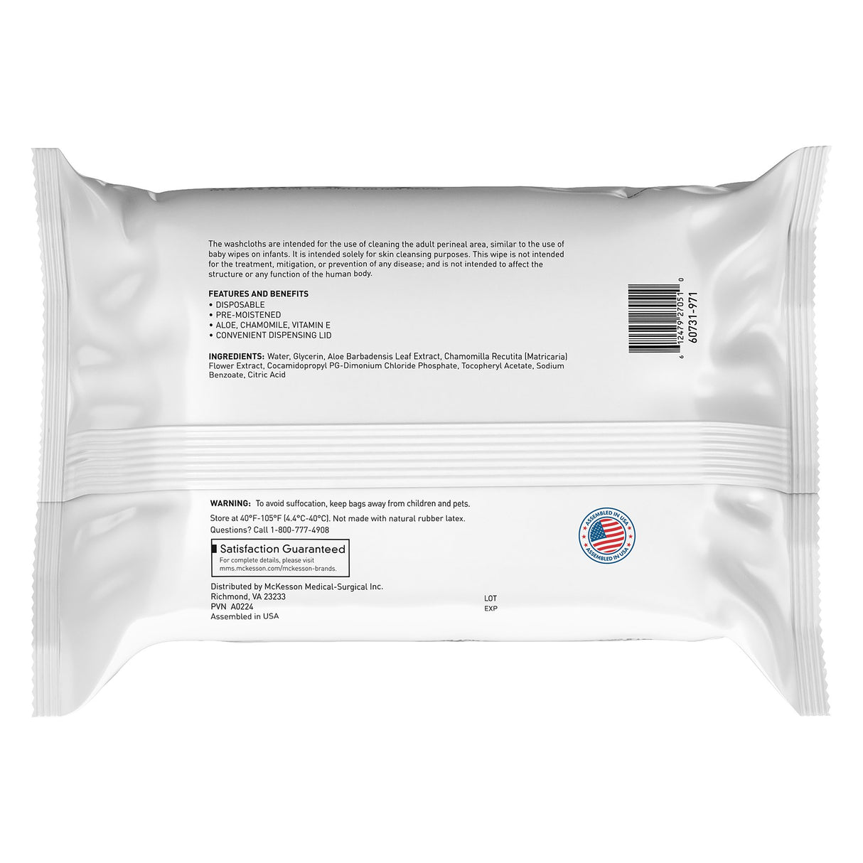 Personal Cleansing Wipe McKesson Soft Pack Unscented 96 Count - BeHope