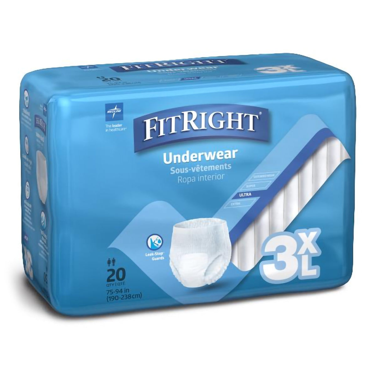 Absorbent Underwear FitRight® Bariatric Pull On with Tear Away Seams Adult 3X-Large Unisex Disposable Heavy Absorbency - BeHope