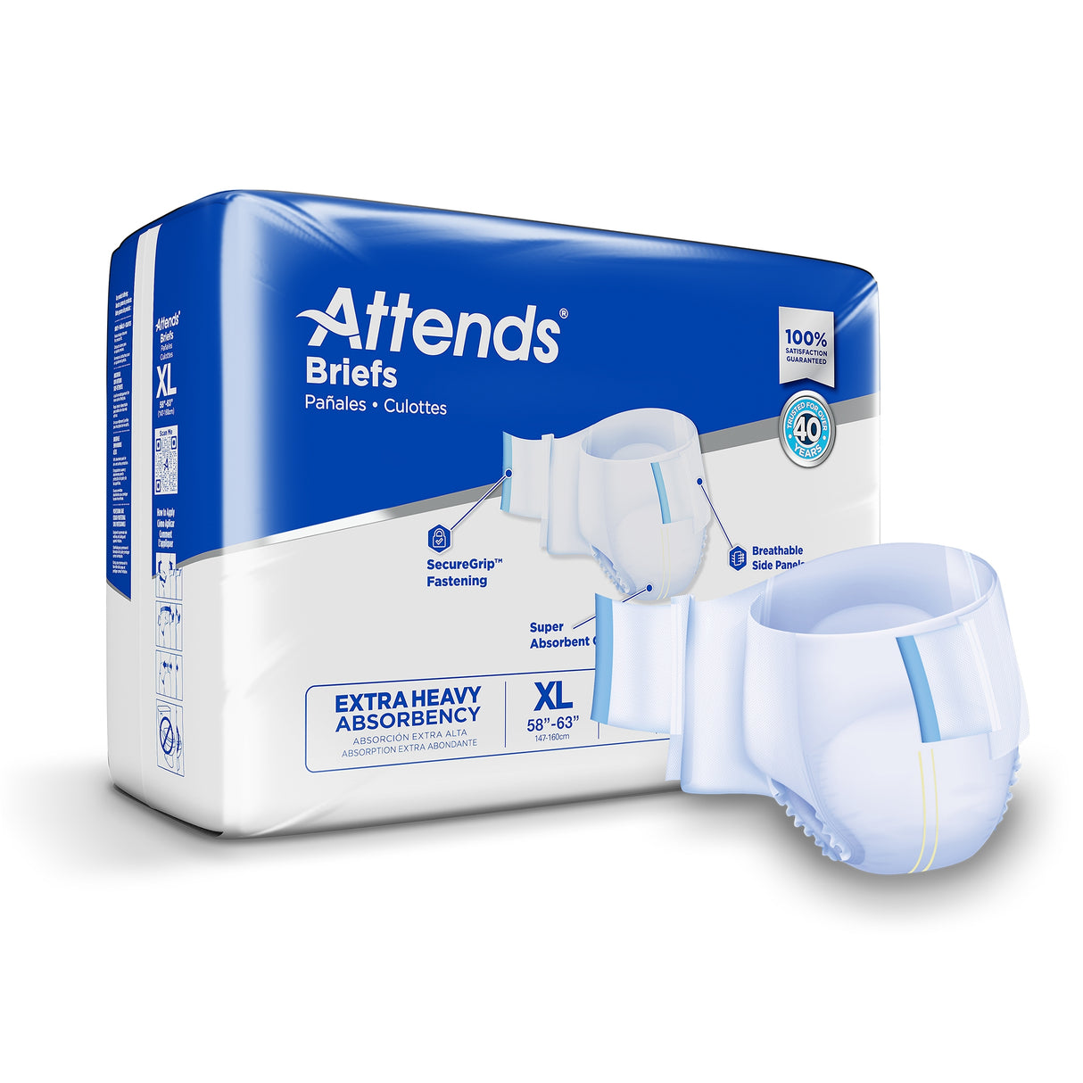 Incontinence Brief Attends® Care Advanced Adult X-Large Unisex Disposable Heavy Absorbency - BeHope