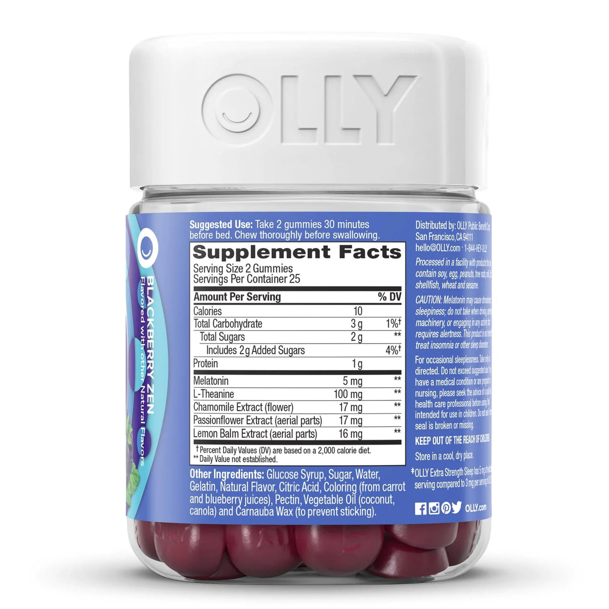 Sleep Aid OLLY® Extra Strength Sleep 50 per Bottle Gummy 5 mg - 100 mg Strength - BeHope