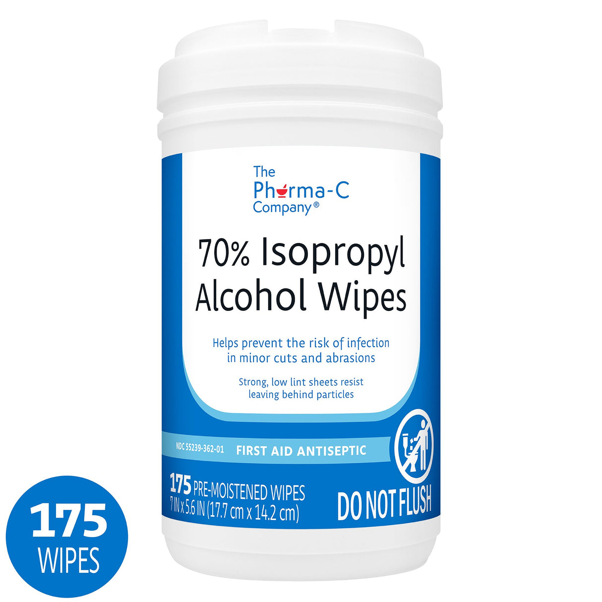 Antiseptic Skin Wipe Isopropyl Alcohol The Pharma-C Company® Towelette Canister - BeHope