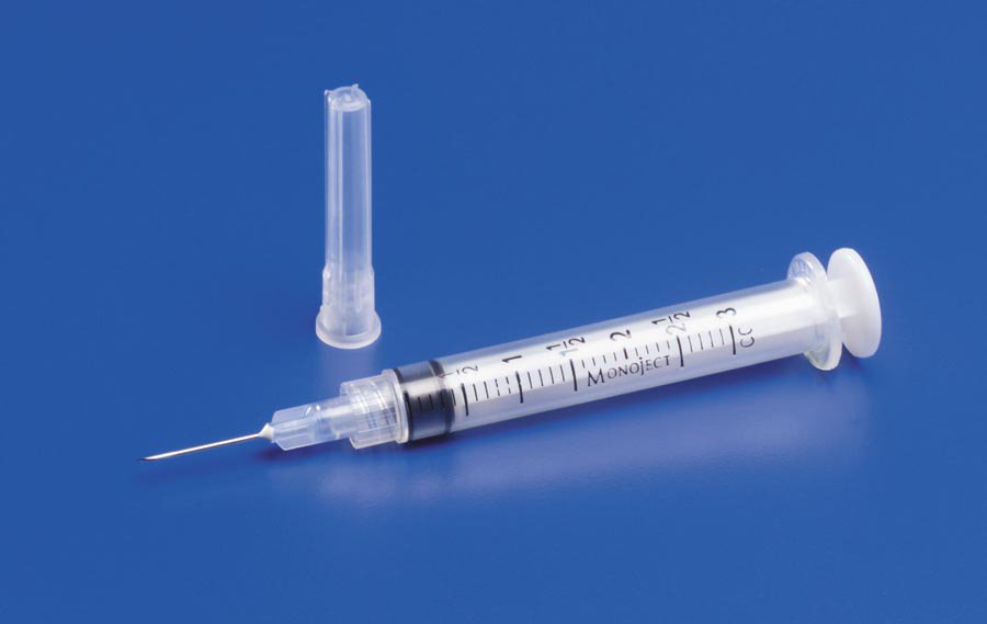 Standard Hypodermic Syringe with Needle Monoject™ 3 mL 1-1/2 Inch 22 Gauge NonSafety Regular Wall - BeHope