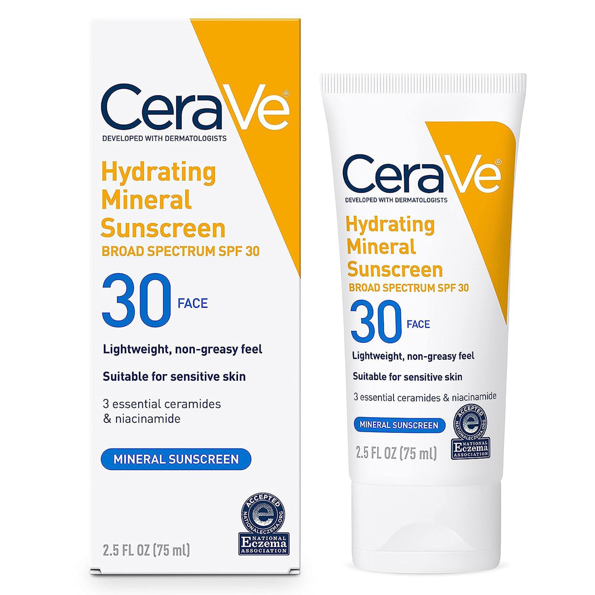 Sunscreen CeraVe® Hydrating Mineral Sunscreen Face SPF 30 Lotion 2.5 oz. Tube - BeHope