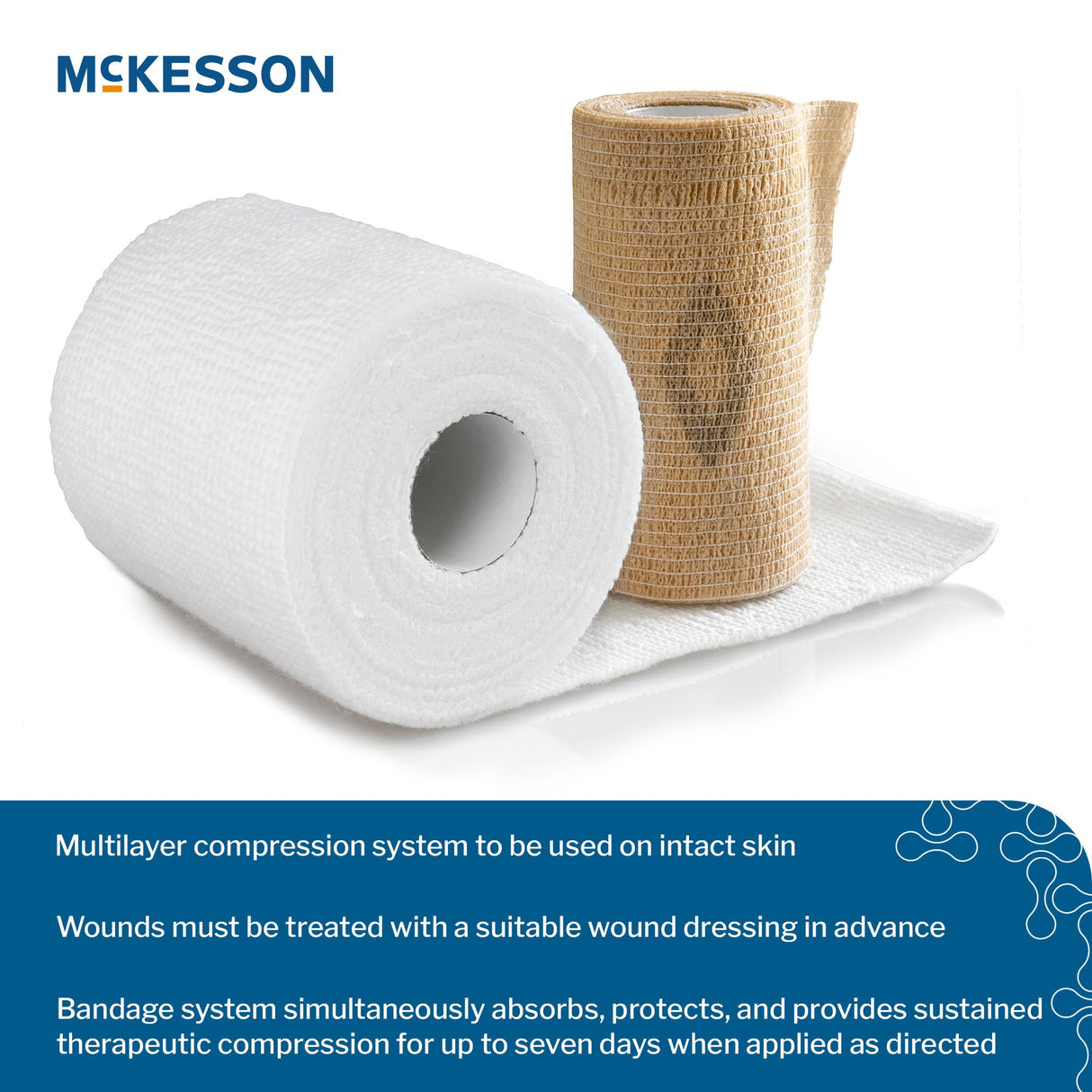 2 Layer Compression Bandage System McKesson 4 Inch X 7-1/10 Yard / 4 Inch X 6-9/10 Yard Self-adherent Closure Tan / White NonSterile 30 to 40 mmHg - BeHope
