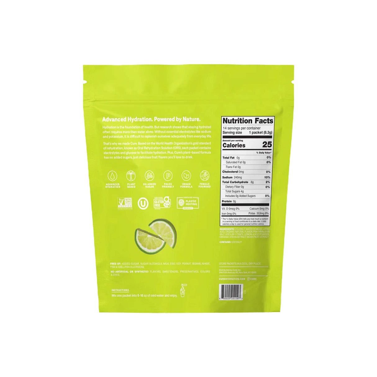 Oral Electrolyte Solution Cure® Lime Flavor 8.3 Gram - BeHope