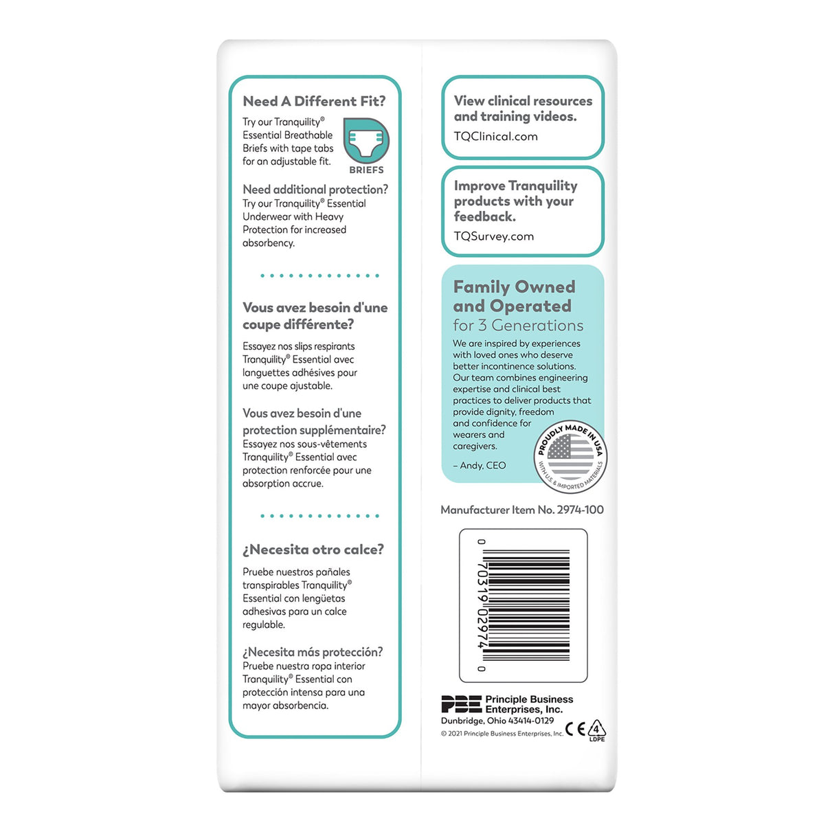 Unisex Adult Absorbent Underwear Tranquility® Essential Pull On with Tear Away Seams Small Disposable Moderate Absorbency - BeHope