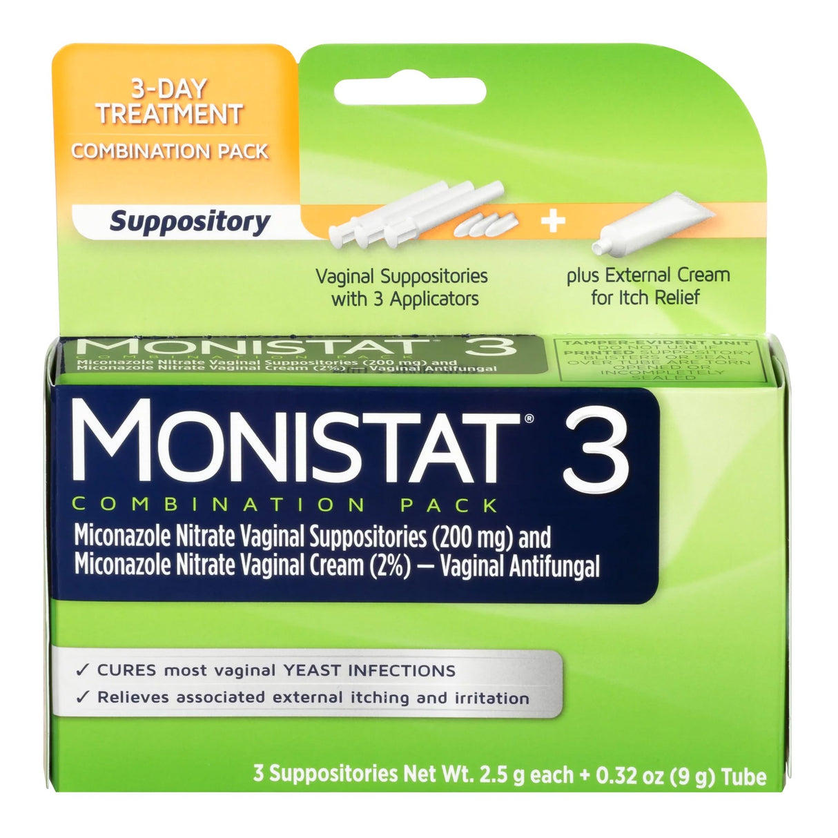 Vaginal Antifungal MONISTAT® 3-Day Treatment Combination Pack Ovule® 200 mg / 2% Strength Ovule® insert 3 Per Box Applicator - BeHope