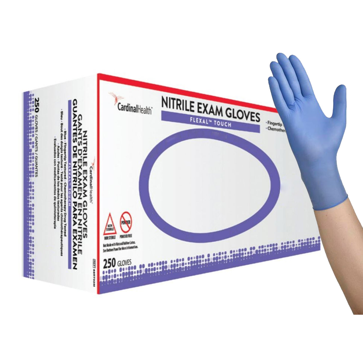 Exam Glove FLEXAL™ Touch X-Small NonSterile Nitrile Standard Cuff Length Textured Fingertips Blue Chemo Tested - BeHope