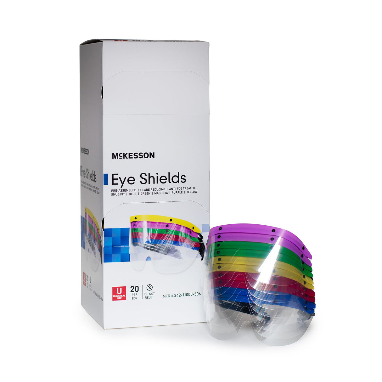 Eye Shield with Dispenser McKesson Pre-Assembled Anti-fog / Anti-glare / Anti-static Coating Clear Tint Plastic Film Lens Black Frame Over Ear One Size Fits Most - BeHope
