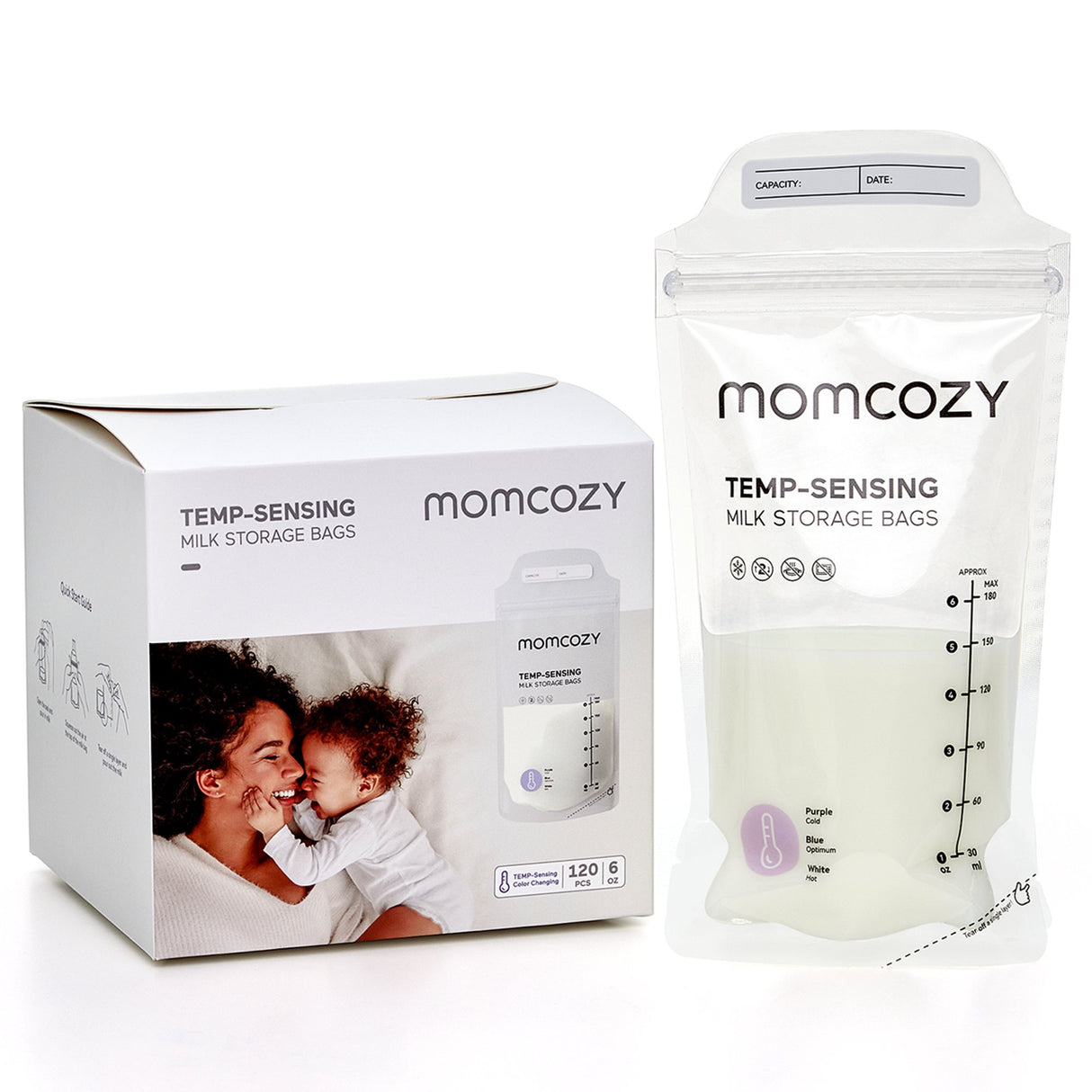 Breast Milk Storage Bag Momcozy 6 oz. / 180 mL Silicone Clear - BeHope