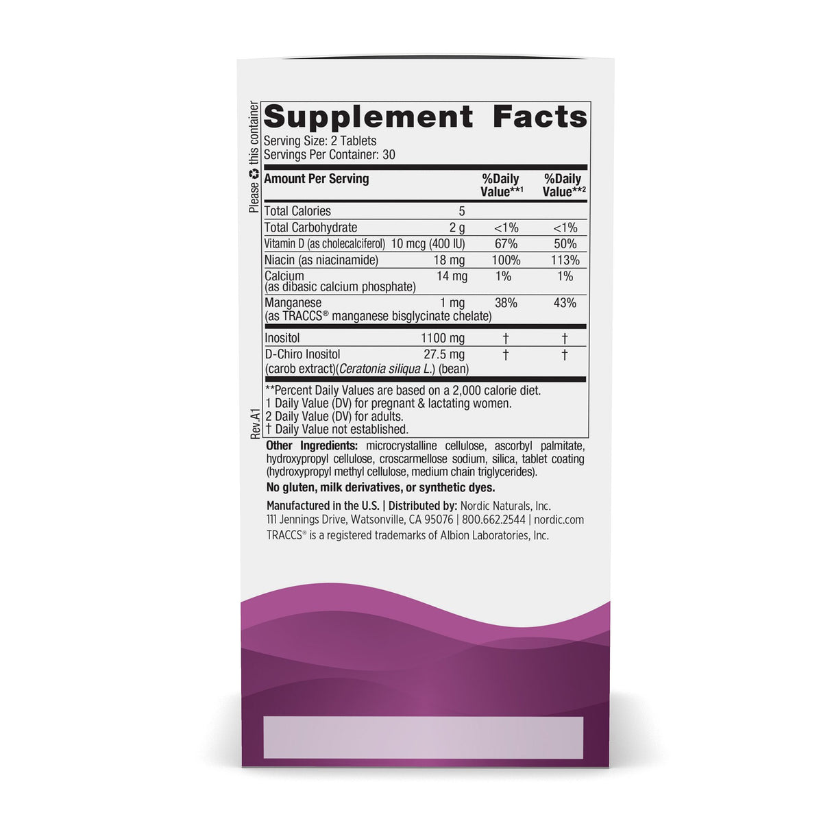 Dietary Supplement Nordic Naturals® Fertility Support Inositol 1100 mg Strength Tablet 60 per Bottle - BeHope