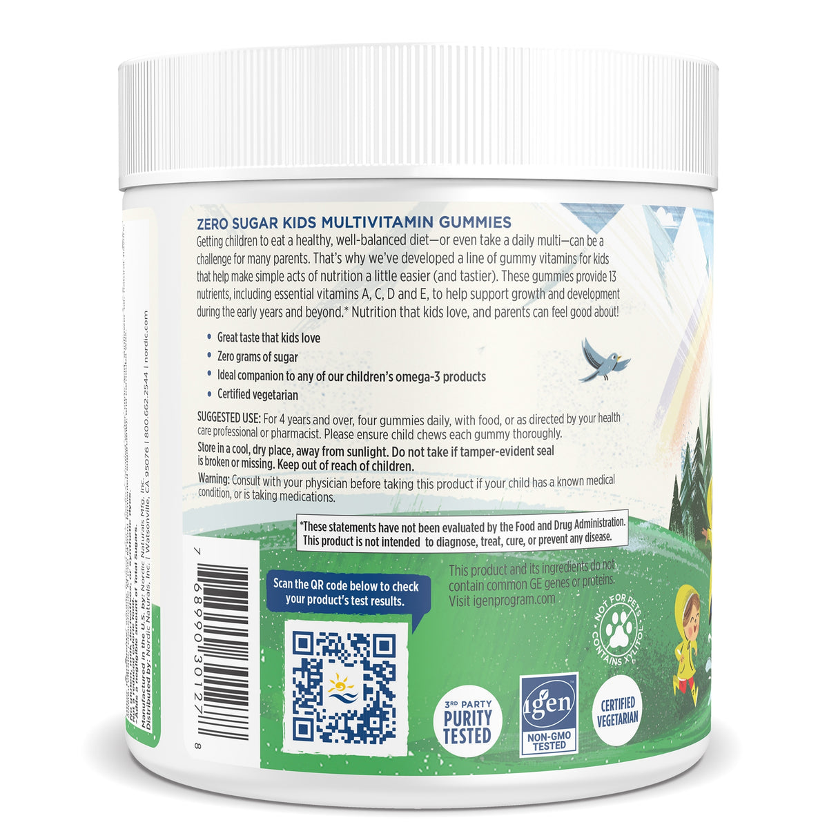 Dietary Supplement Nordic Naturals® Zero Sugar Kids Multi Vitamin A 300 mcg Strength Gummy 120 per Bottle Orange Lemon Flavor - BeHope